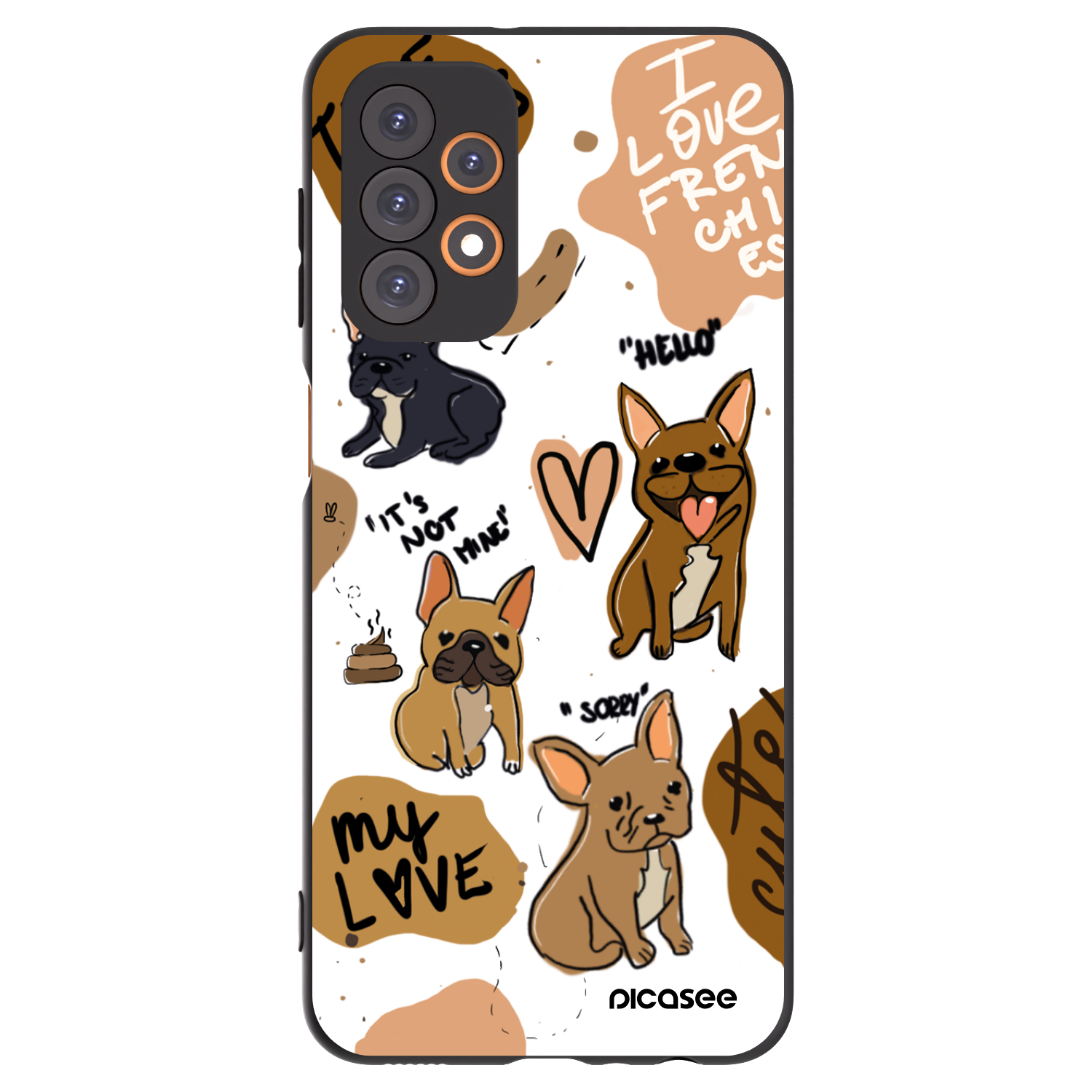 Picasee fekete szilikon tok az alábbi mobiltelefonokra Samsung Galaxy A23 A236B 5G - Frenchies