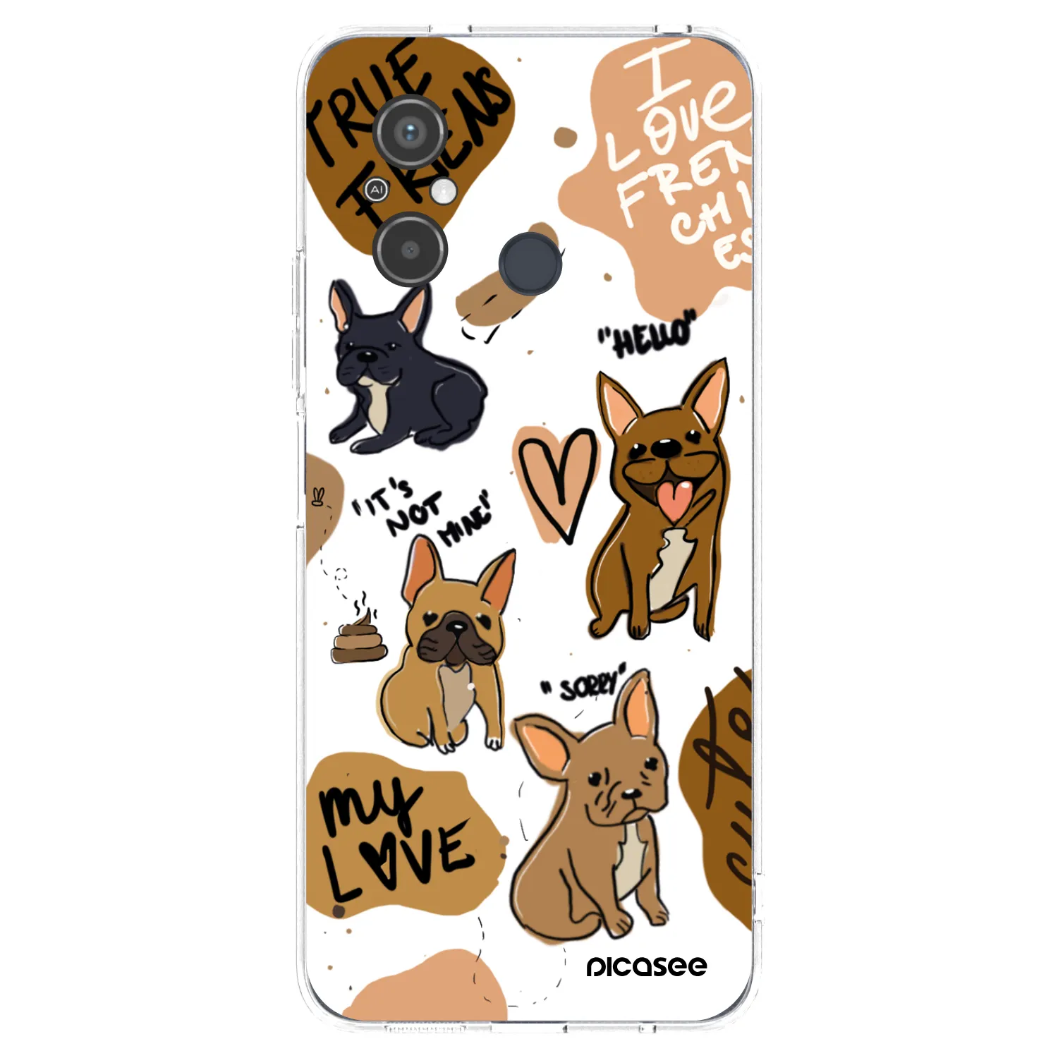 Picasee átlátszó szilikon tok az alábbi mobiltelefonokra Xiaomi Redmi 12C - Frenchies