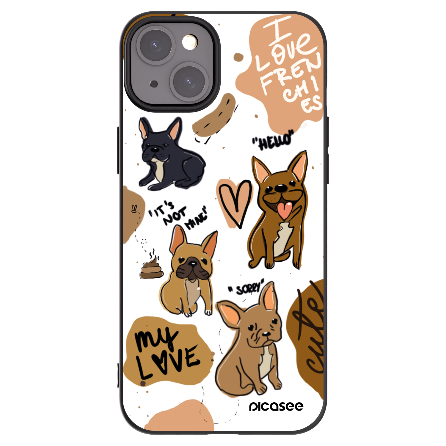 Picasee fekete szilikon tok az alábbi mobiltelefonokra Apple iPhone 15 Plus - Frenchies