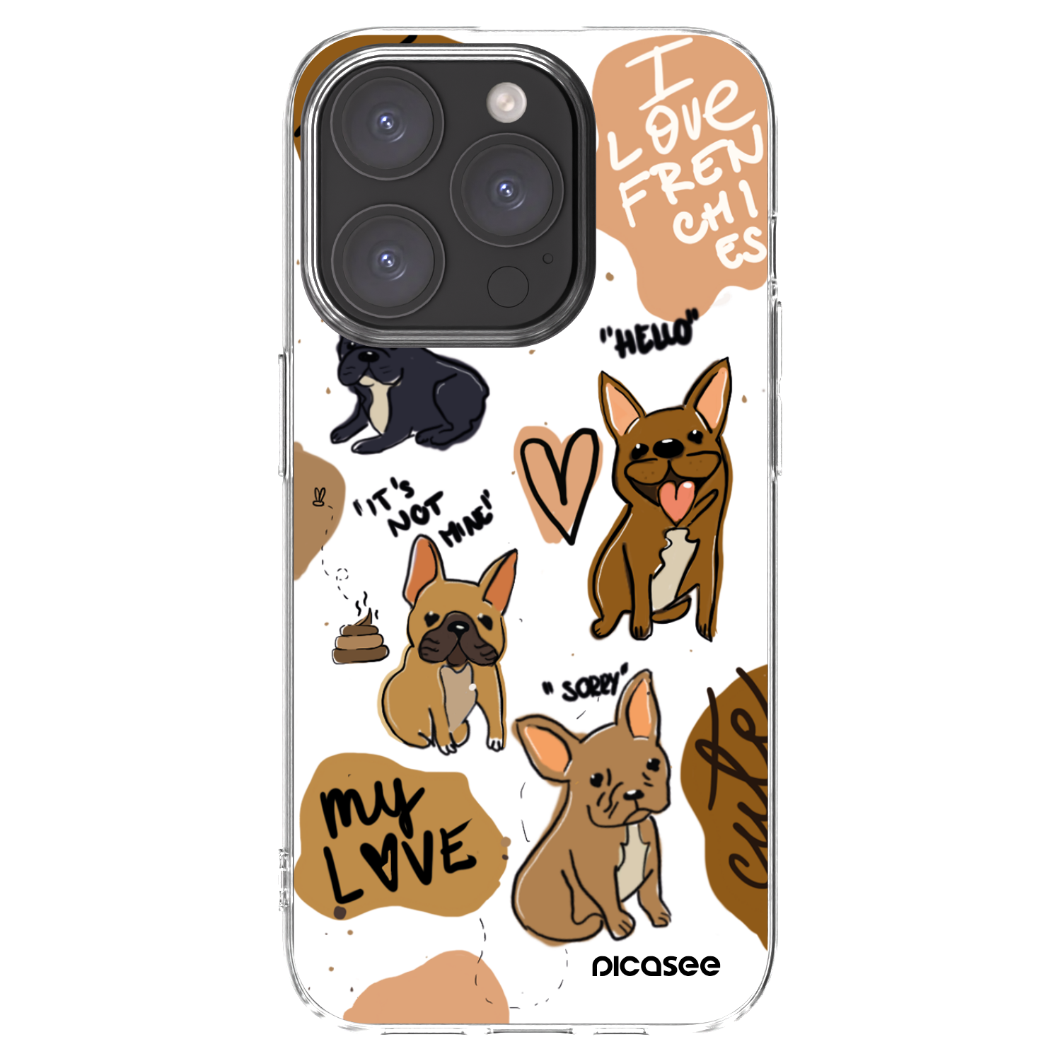 Picasee átlátszó szilikon tok az alábbi mobiltelefonokra Apple iPhone 15 Pro - Frenchies