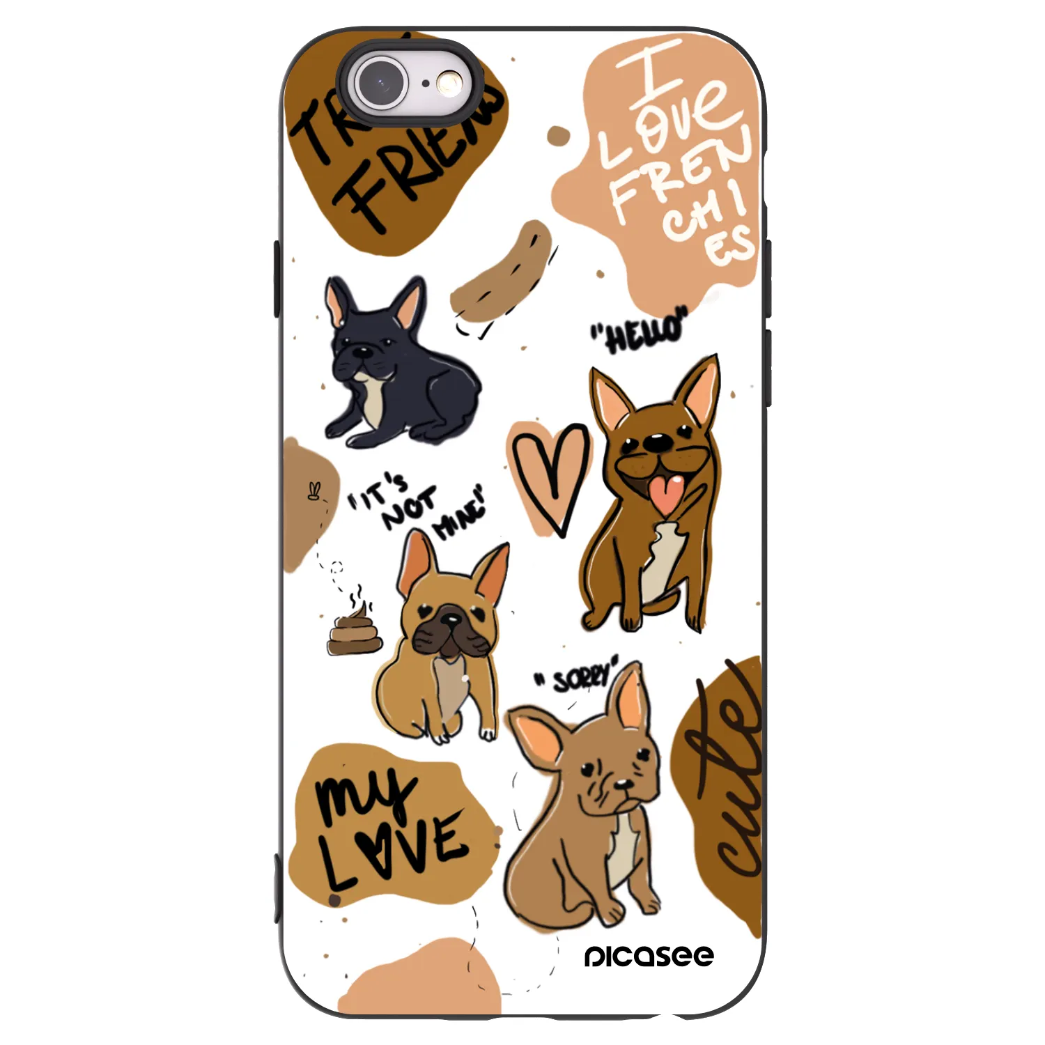 Picasee fekete szilikon tok az alábbi mobiltelefonokra Apple iPhone 6/6S - Frenchies