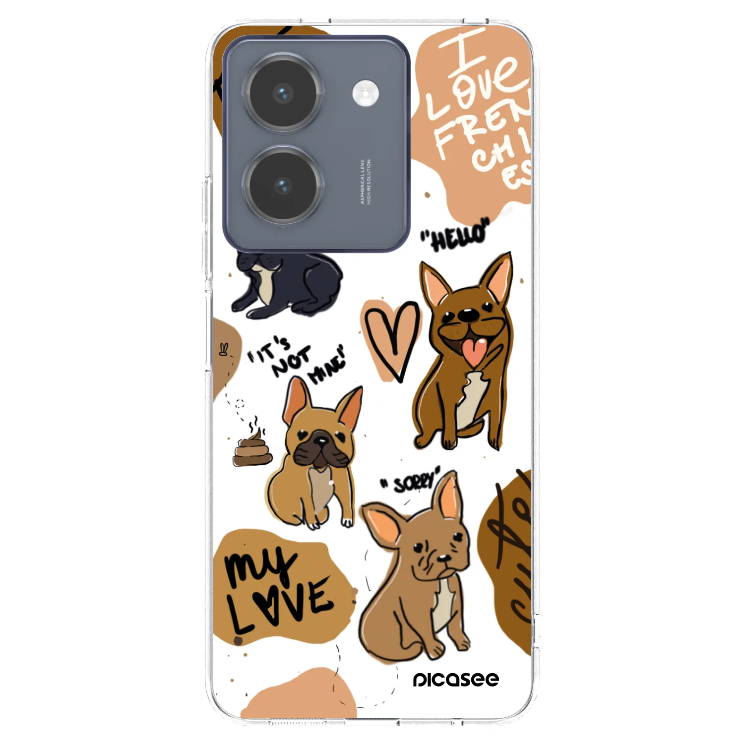 Picasee átlátszó szilikon tok az alábbi mobiltelefonokra Vivo Y36 4G - Frenchies
