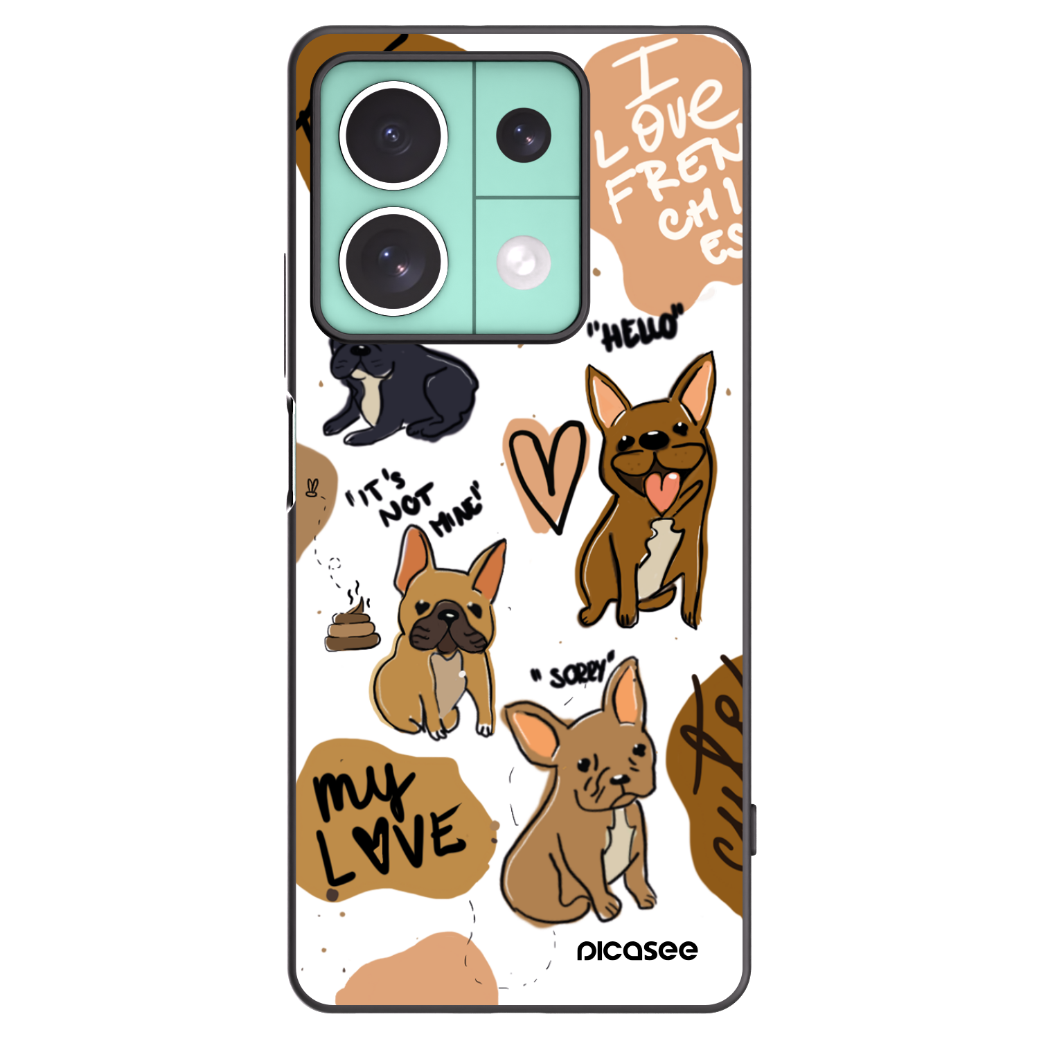 Picasee fekete szilikon tok az alábbi mobiltelefonokra Xiaomi Redmi Note 13 5G - Frenchies