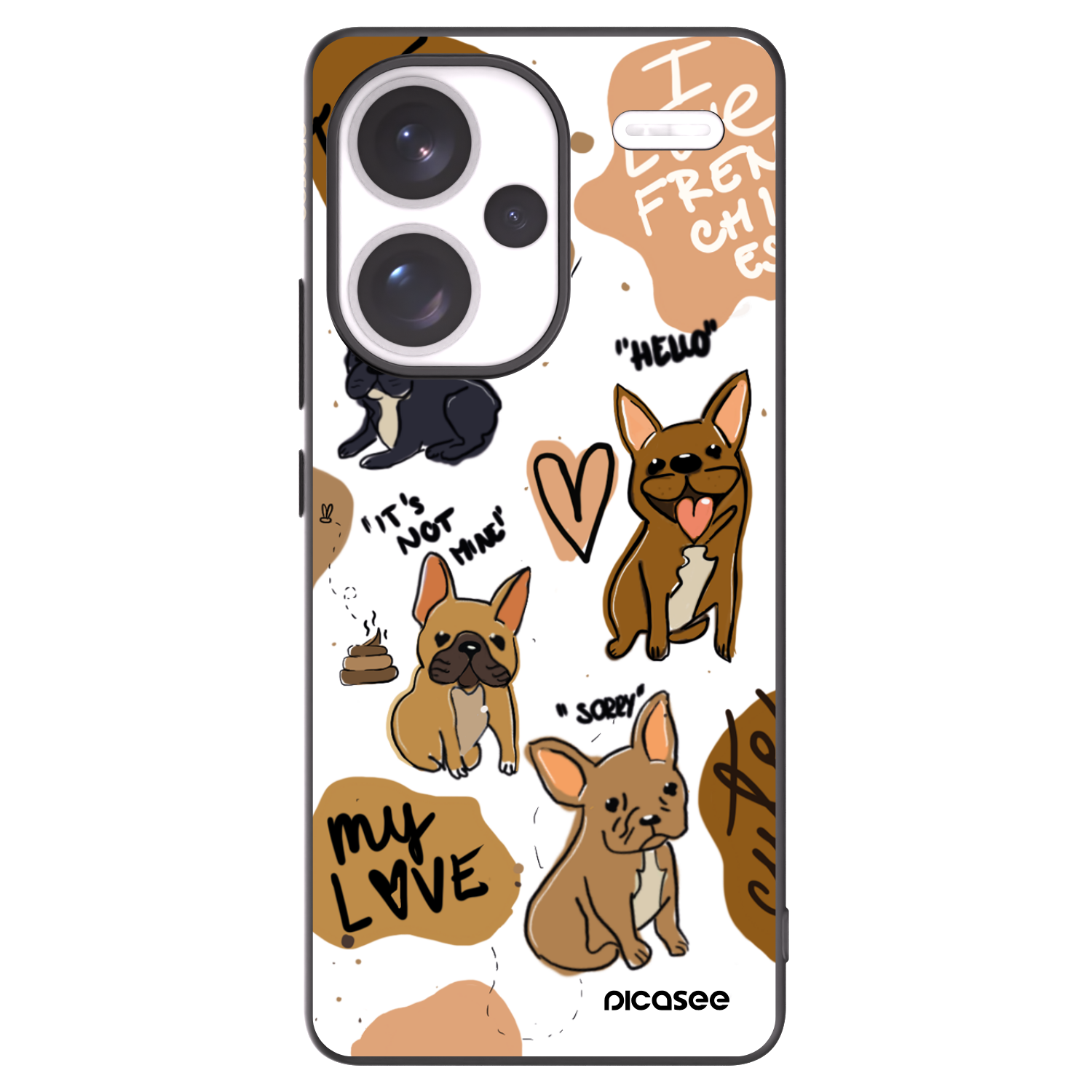 Picasee fekete szilikon tok az alábbi mobiltelefonokra Xiaomi Redmi Note 13 Pro+ 5G - Frenchies