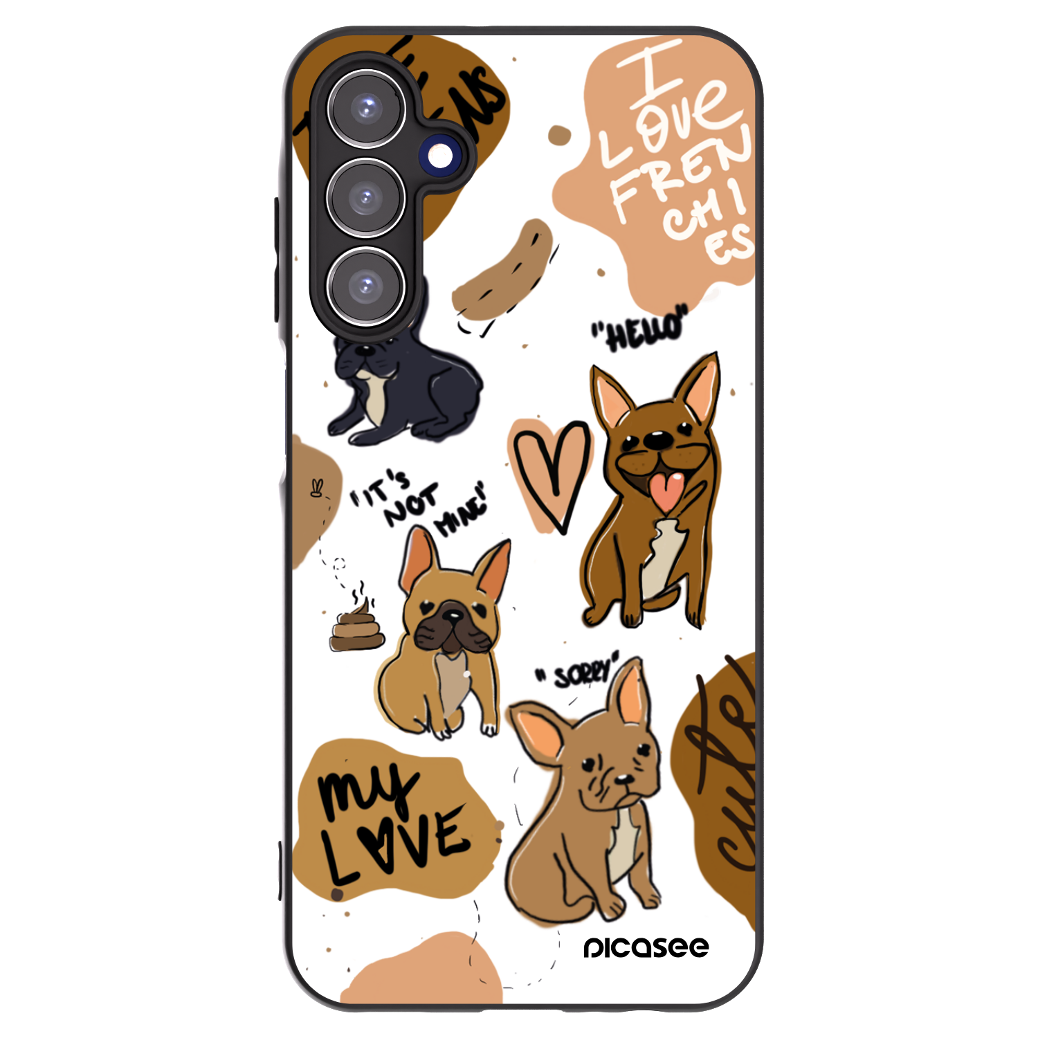 Picasee fekete szilikon tok az alábbi mobiltelefonokra Samsung Galaxy A15 A156B 5G - Frenchies