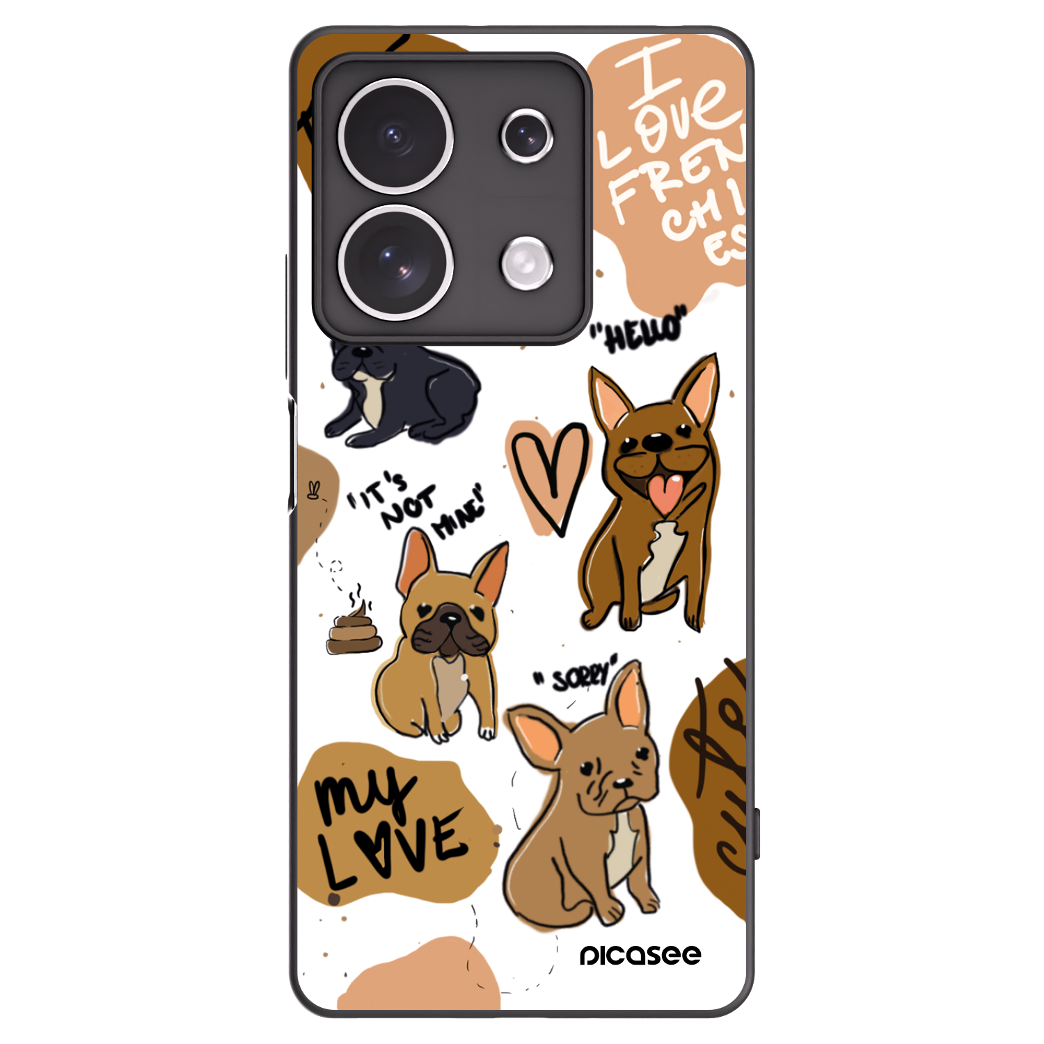 Picasee fekete szilikon tok az alábbi mobiltelefonokra Xiaomi Redmi Note 13 4G - Frenchies