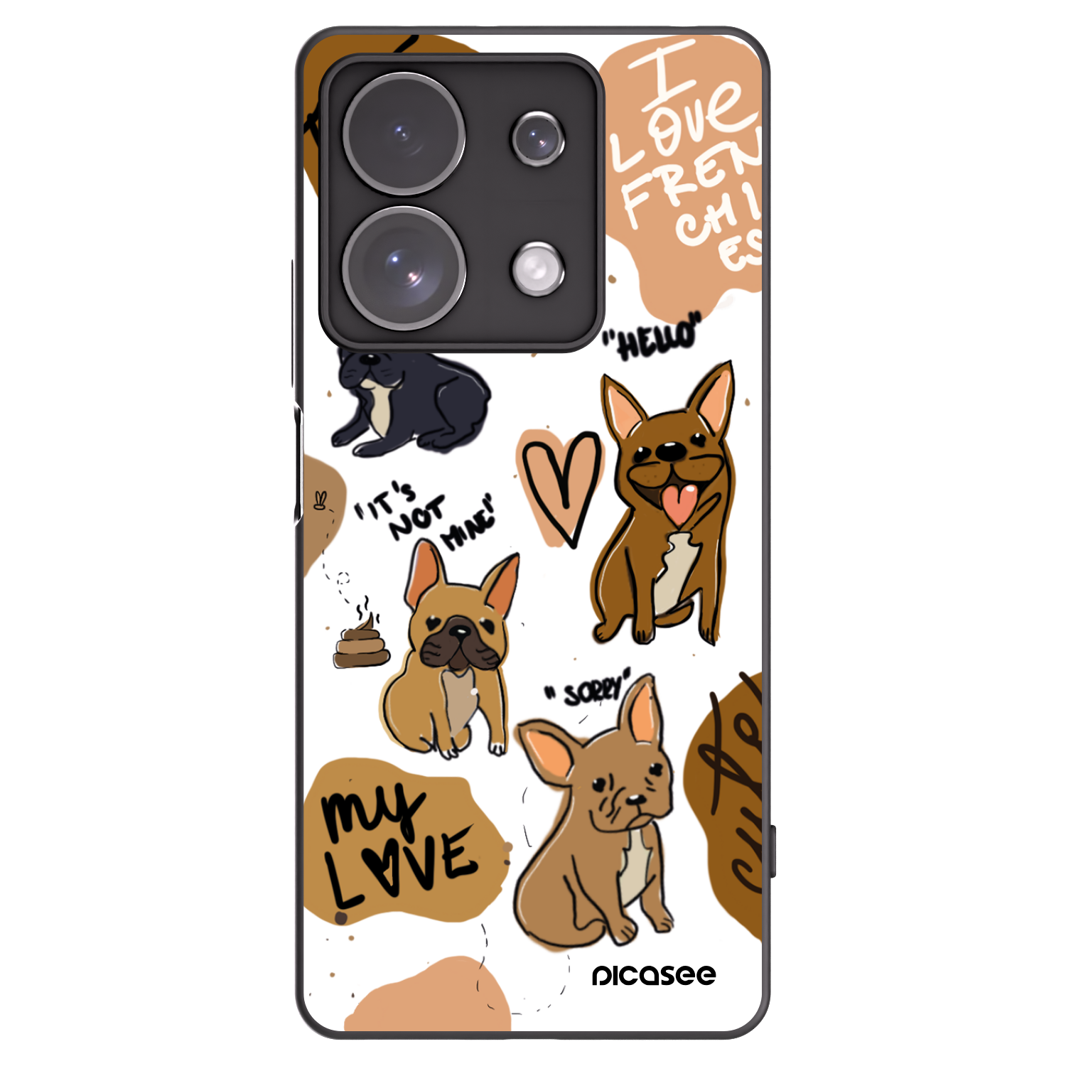 Picasee fekete szilikon tok az alábbi mobiltelefonokra Xiaomi Redmi Note 13 Pro 4G - Frenchies