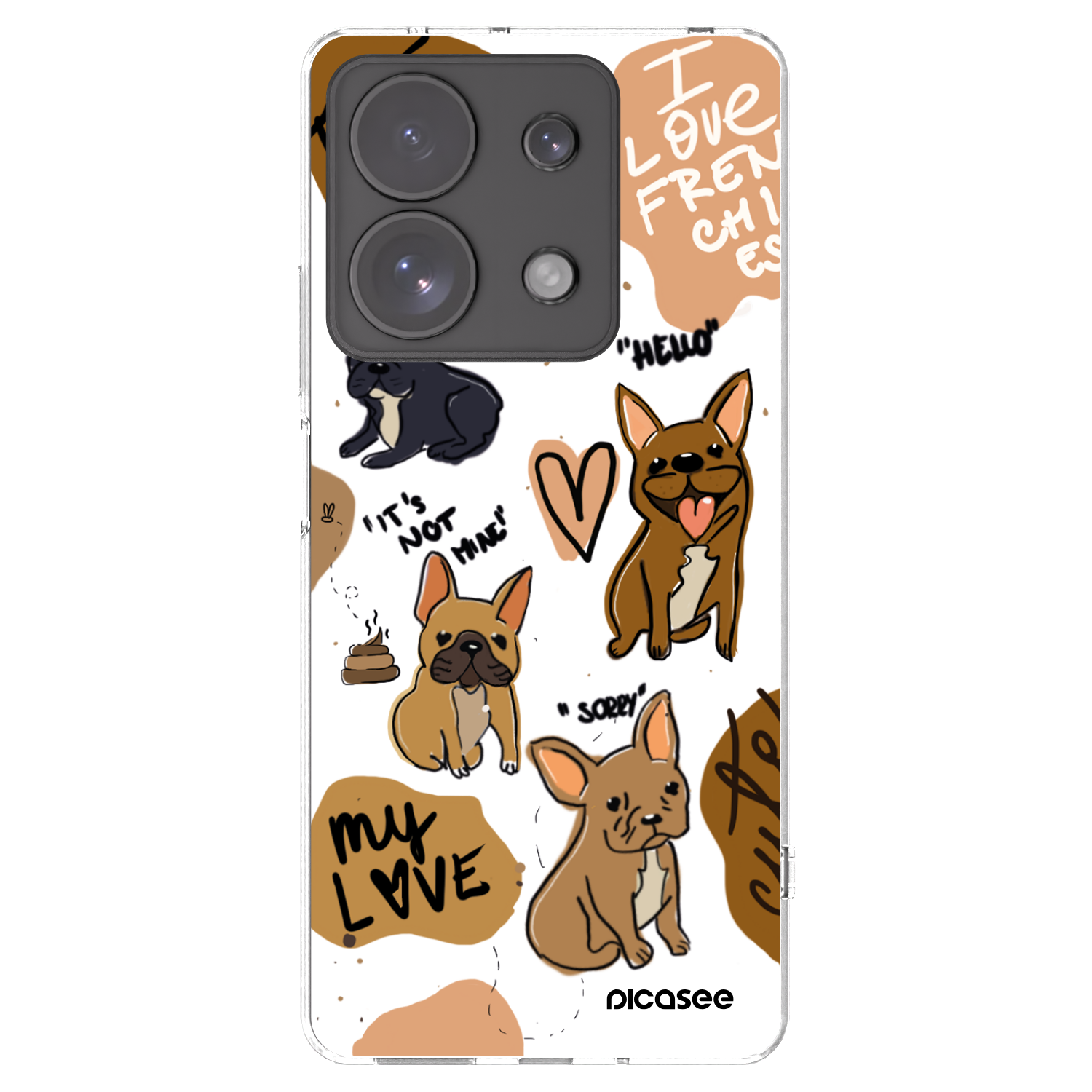 Picasee átlátszó szilikon tok az alábbi mobiltelefonokra Xiaomi Redmi Note 13 Pro 4G - Frenchies