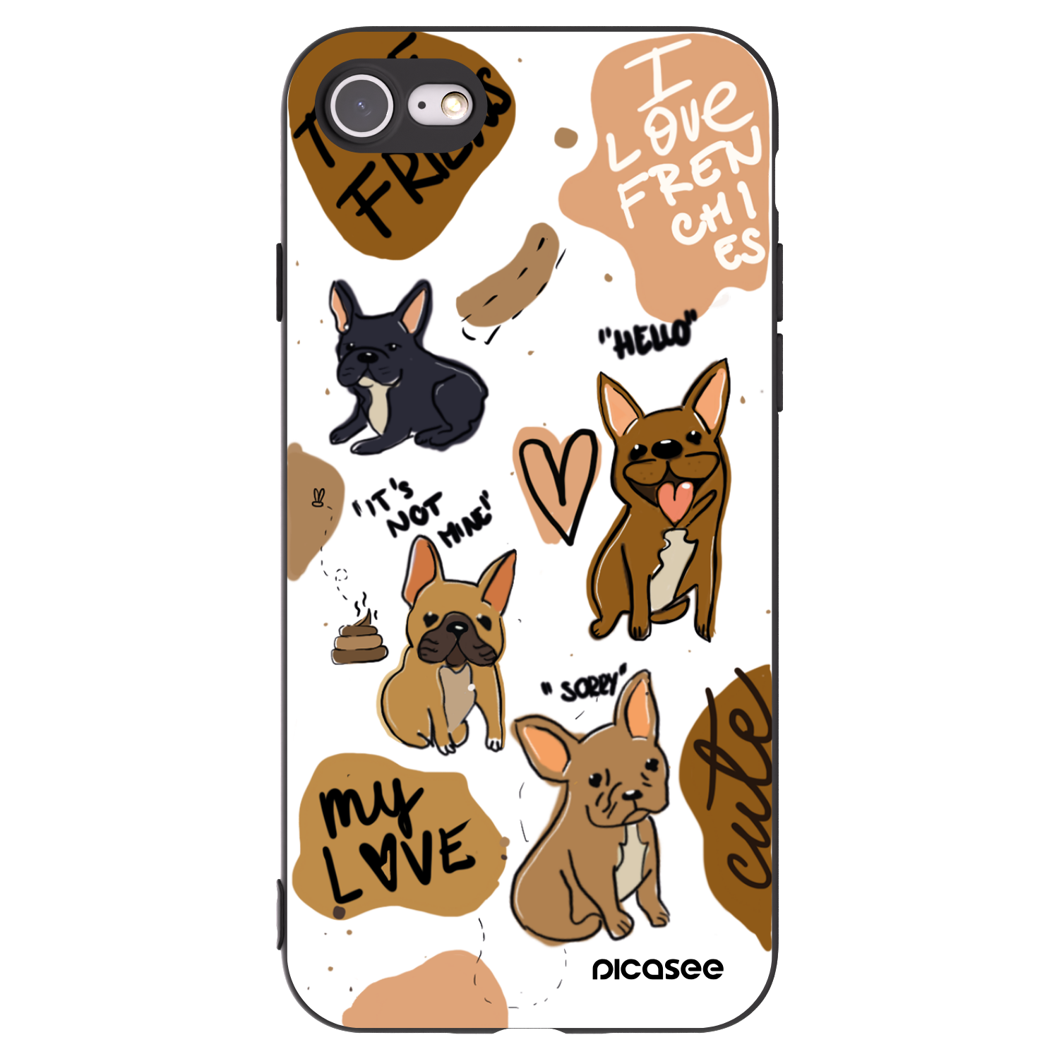 Picasee fekete szilikon tok az alábbi mobiltelefonokra Apple iPhone 8 - Frenchies