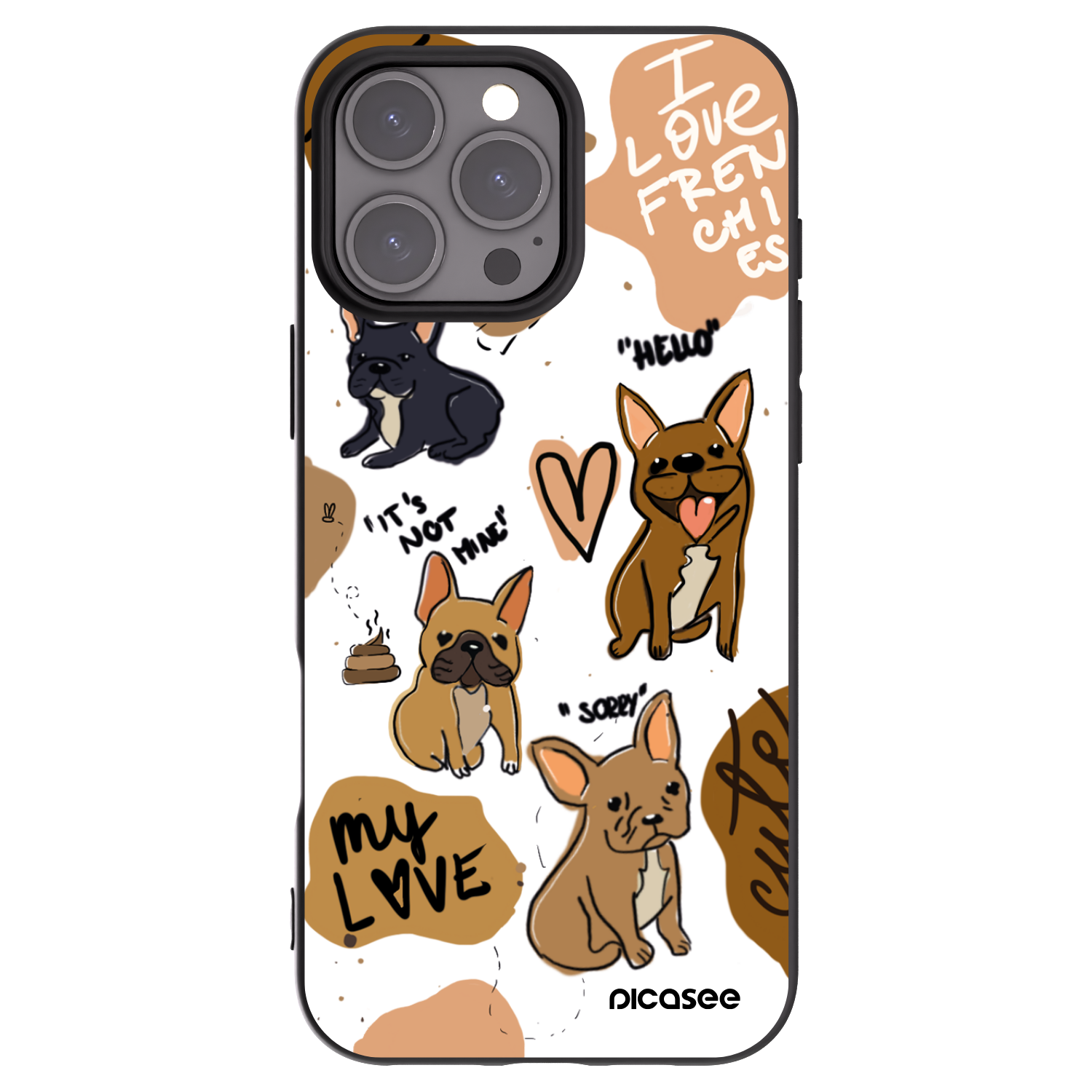 Picasee fekete szilikon tok az alábbi mobiltelefonokra Apple iPhone 16 Pro Max - Frenchies