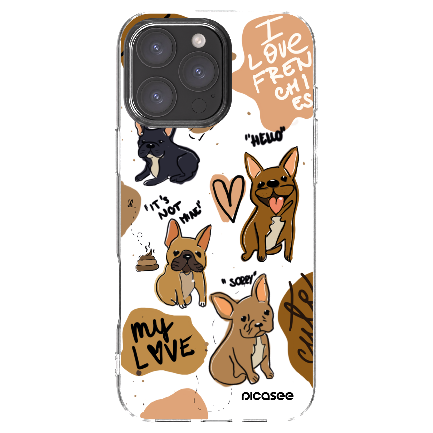 Picasee átlátszó szilikon tok az alábbi mobiltelefonokra Apple iPhone 16 Pro Max - Frenchies