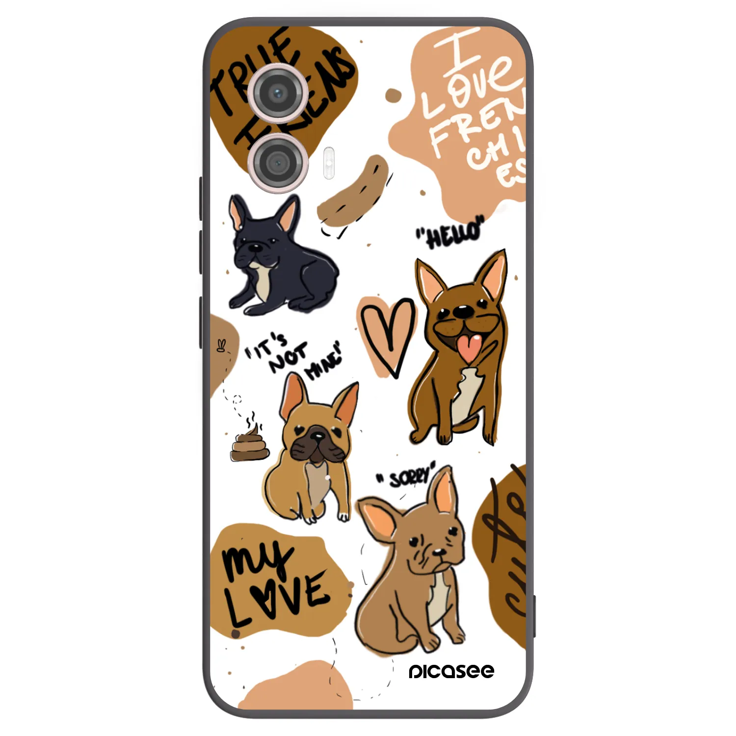 Picasee fekete szilikon tok az alábbi mobiltelefonokra Motorola Moto G53 5G - Frenchies