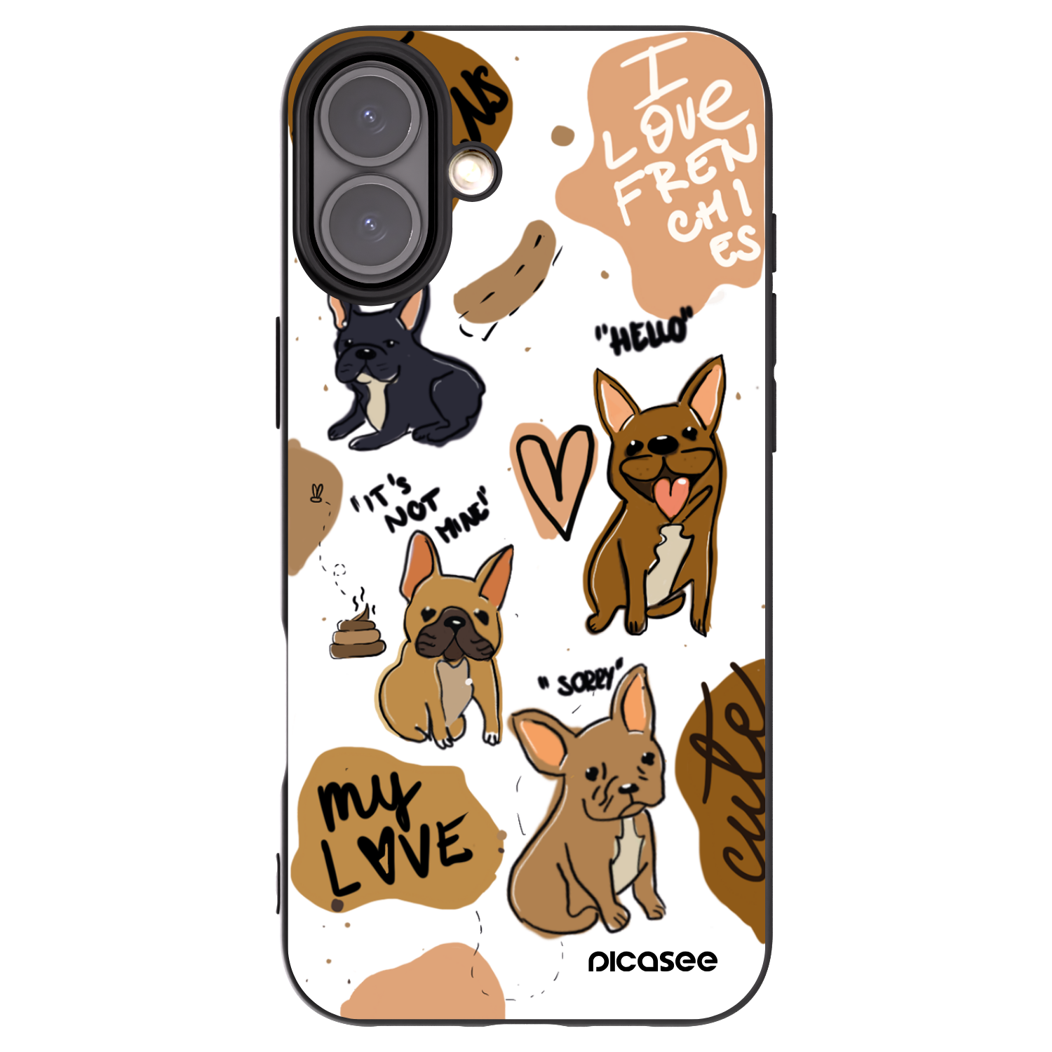 Picasee fekete szilikon tok az alábbi mobiltelefonokra Apple iPhone 16 Plus - Frenchies