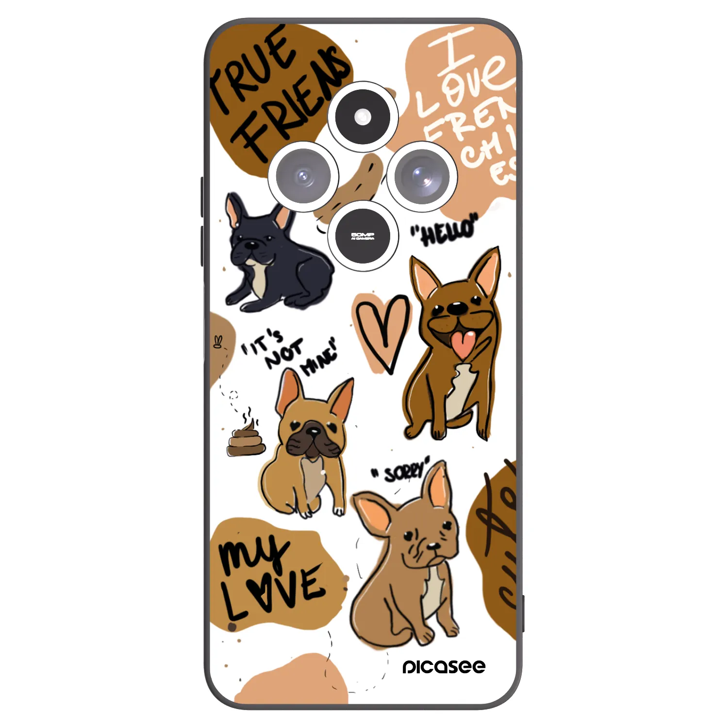 Picasee fekete szilikon tok az alábbi mobiltelefonokra Xiaomi Redmi 14C - Frenchies