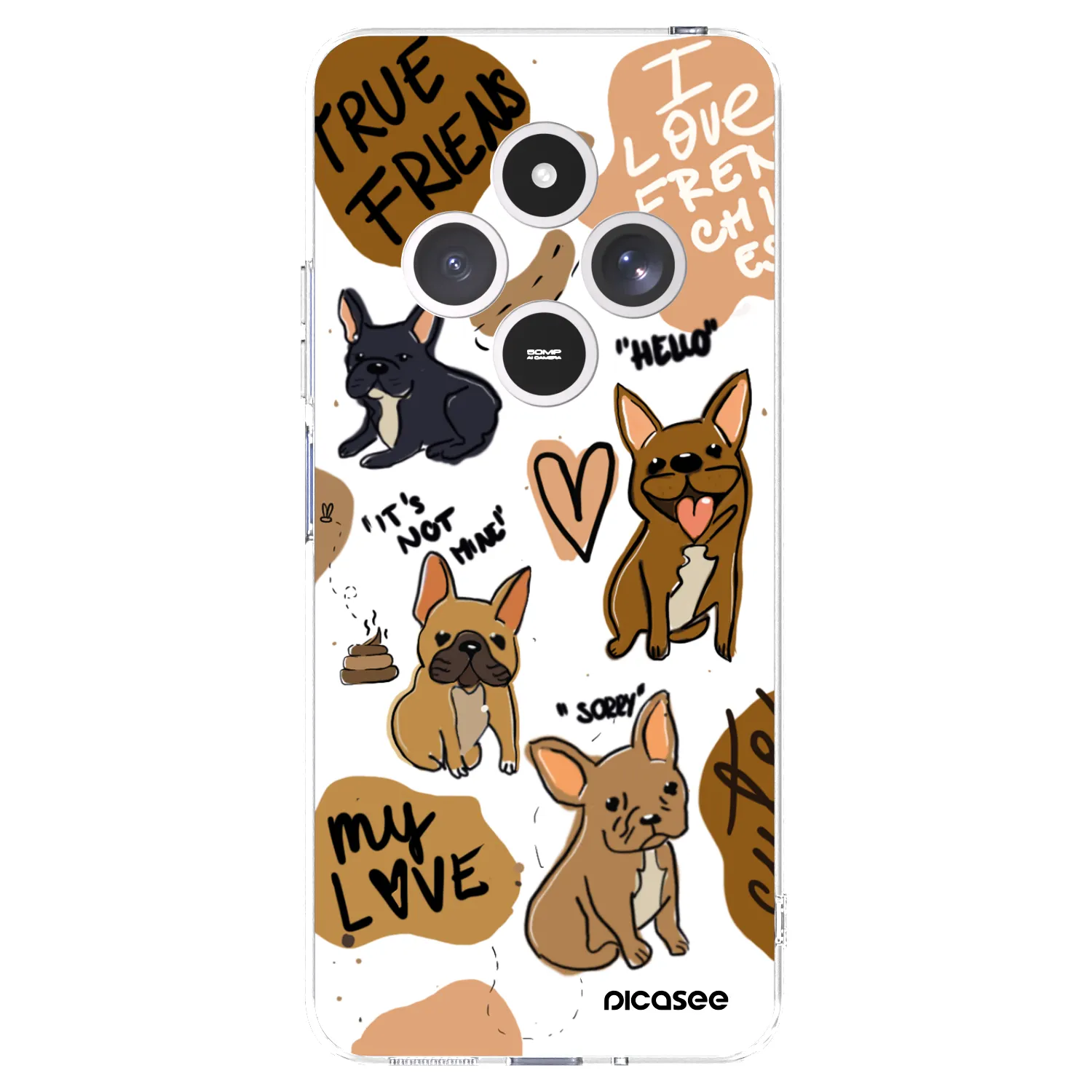 Picasee átlátszó szilikon tok az alábbi mobiltelefonokra Xiaomi Redmi 14C - Frenchies