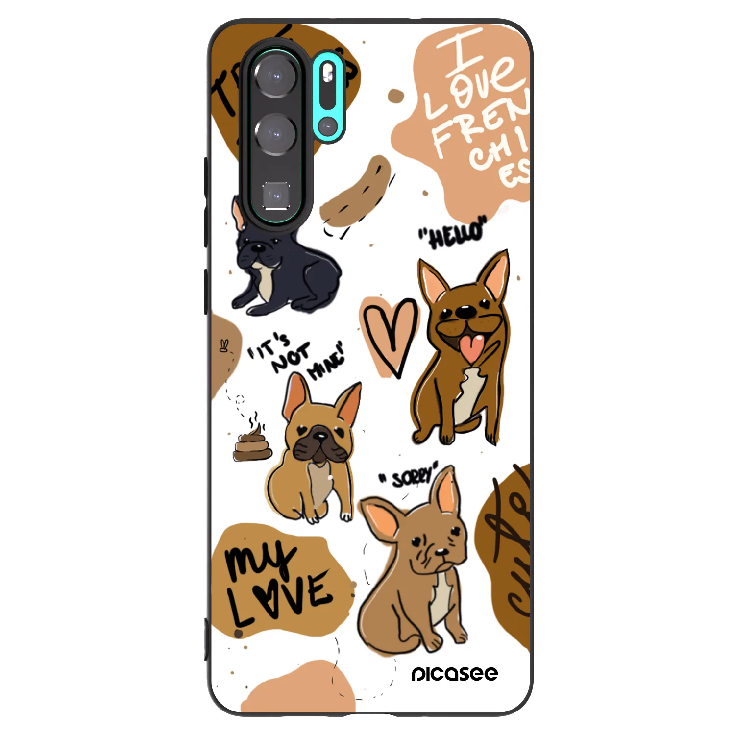 Picasee fekete szilikon tok az alábbi mobiltelefonokra Huawei P30 Pro - Frenchies