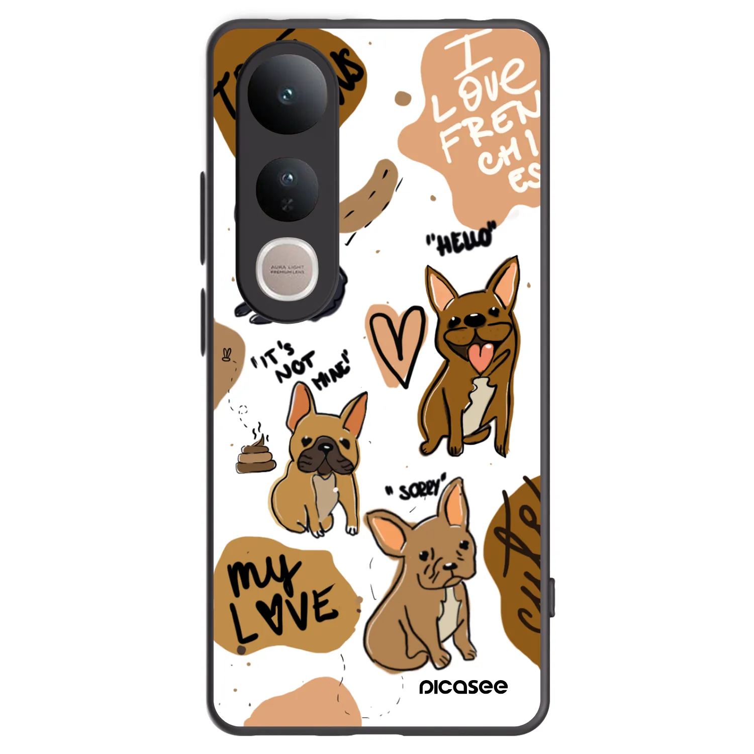 Picasee fekete szilikon tok az alábbi mobiltelefonokra Vivo V50 Lite 5G - Frenchies