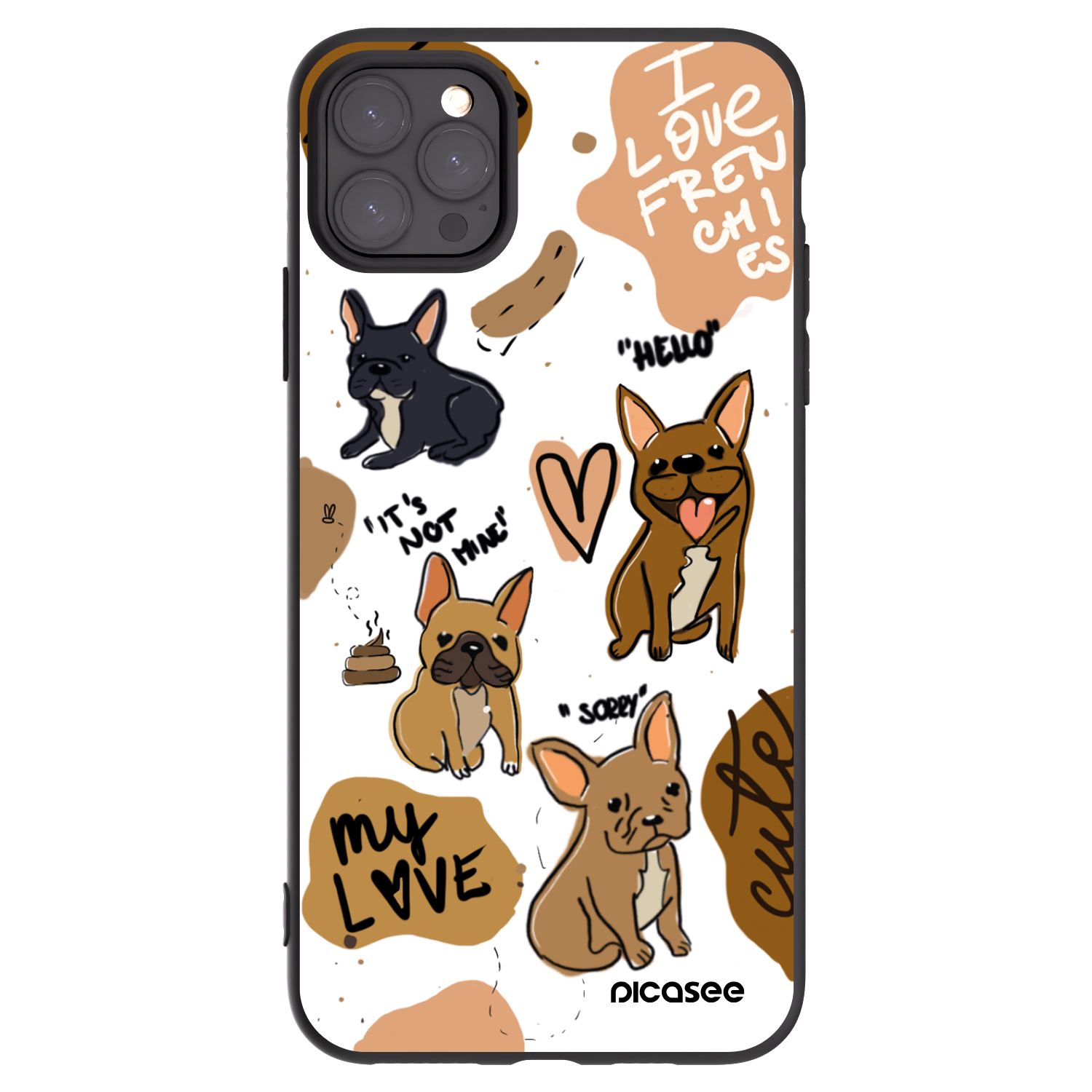 Picasee fekete szilikon tok az alábbi mobiltelefonokra Apple iPhone 11 Pro Max - Frenchies