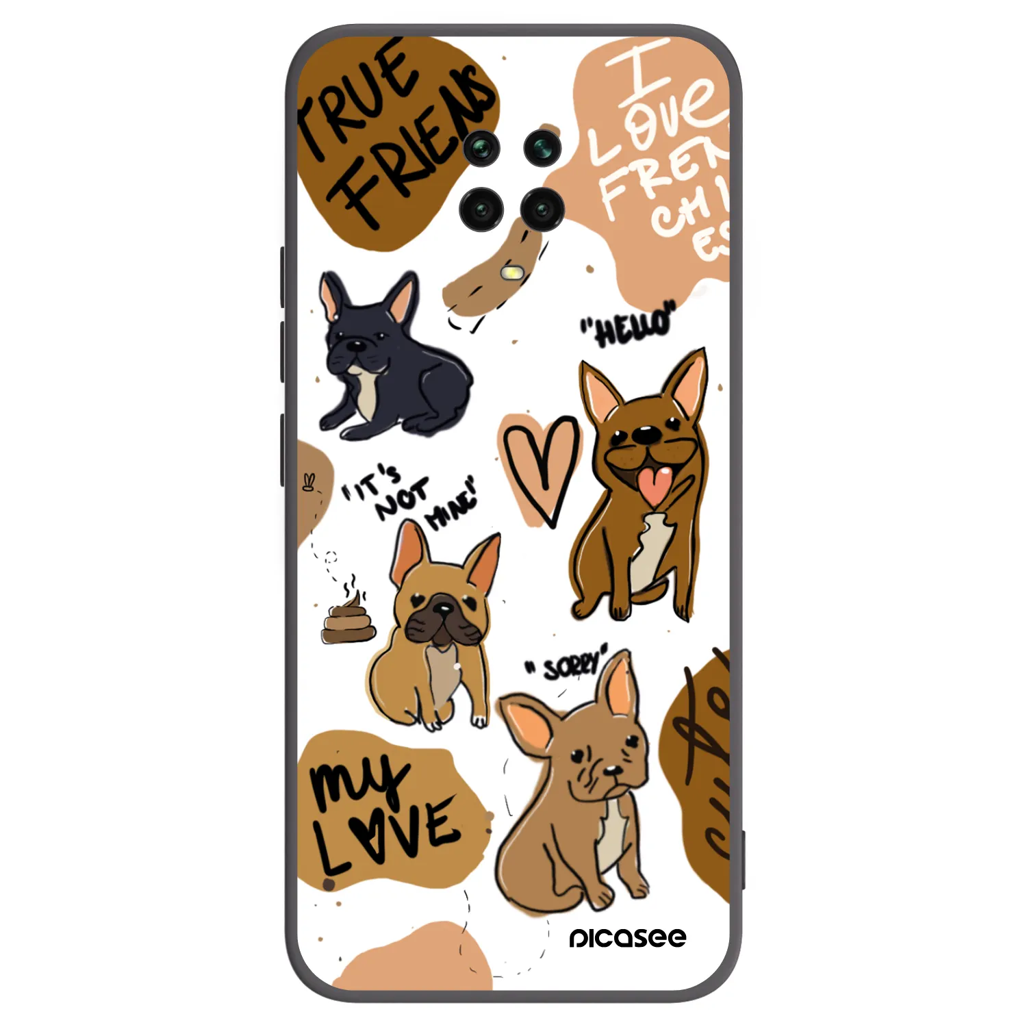 Picasee fekete szilikon tok az alábbi mobiltelefonokra Xiaomi Redmi Note 9 Pro - Frenchies