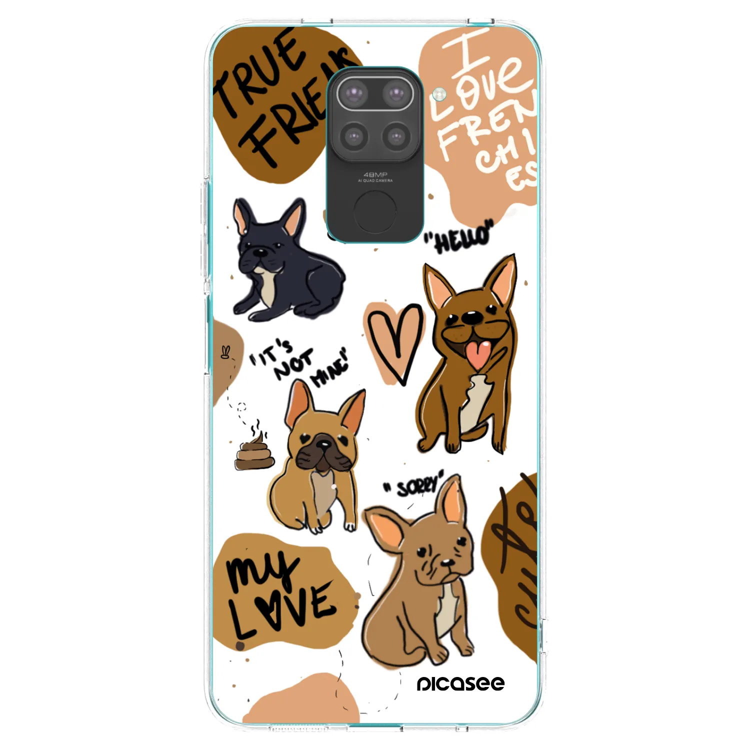 Picasee fekete szilikon tok az alábbi mobiltelefonokra Xiaomi Redmi Note 9 - Frenchies