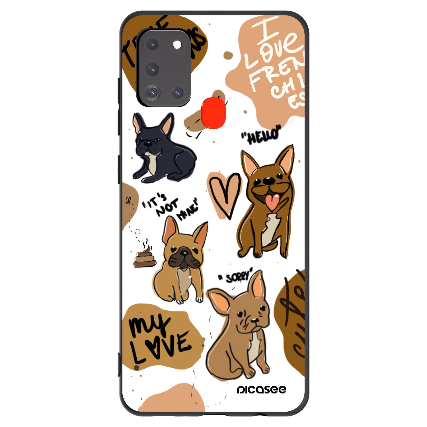 Picasee fekete szilikon tok az alábbi mobiltelefonokra Samsung Galaxy A21s - Frenchies