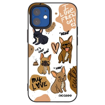 Picasee fekete szilikon tok az alábbi mobiltelefonokra Apple iPhone 12 mini - Frenchies
