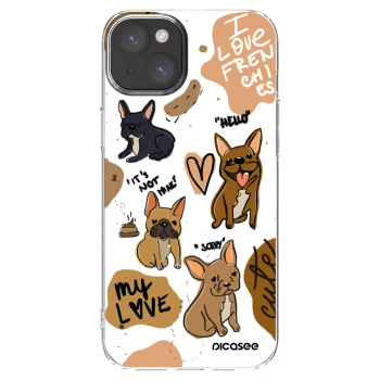 Picasee átlátszó szilikon tok az alábbi mobiltelefonokra Apple iPhone 15 Plus - Frenchies