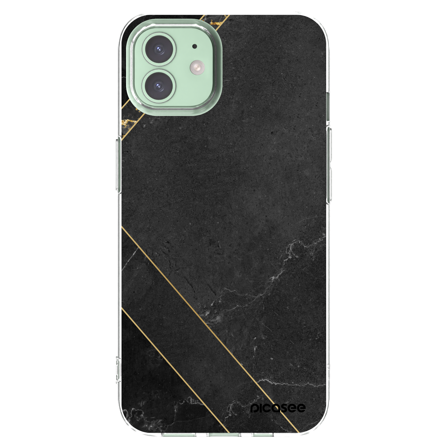 Picasee átlátszó szilikon tok az alábbi mobiltelefonokra Apple iPhone 12 - Black tile