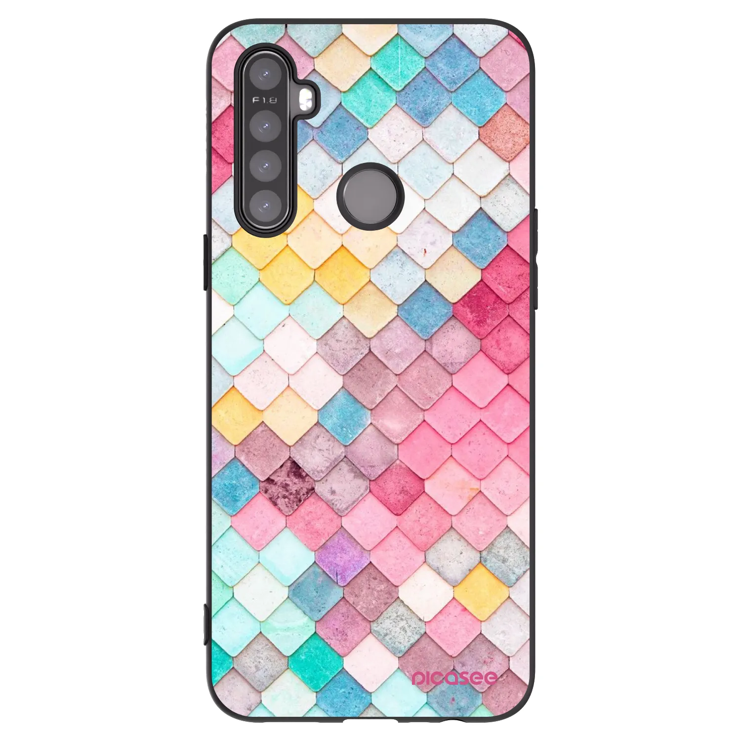 Picasee fekete szilikon tok az alábbi mobiltelefonokra Realme 5 - Colorful roof
