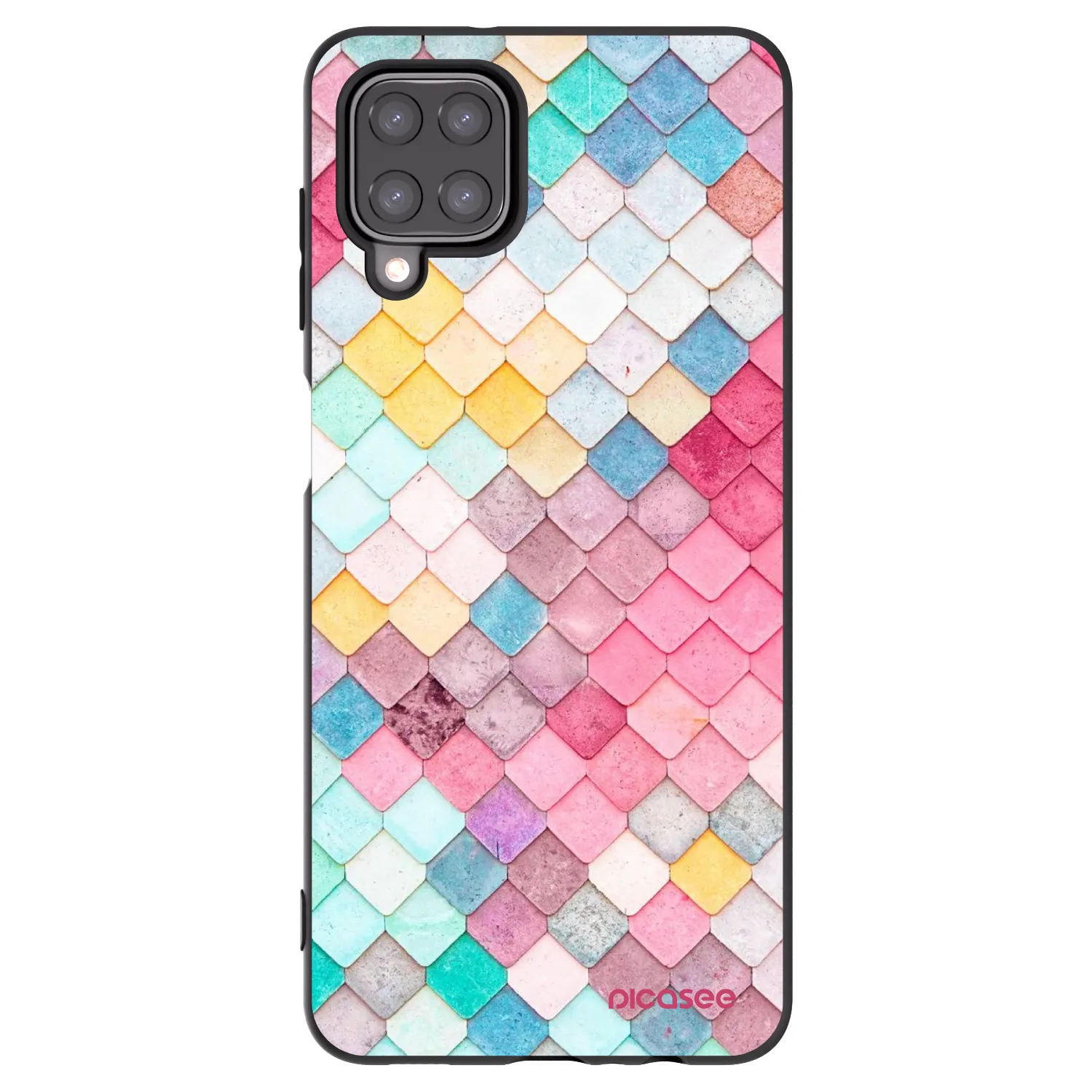 Picasee fekete szilikon tok az alábbi mobiltelefonokra Samsung Galaxy A12 A125F - Colorful roof