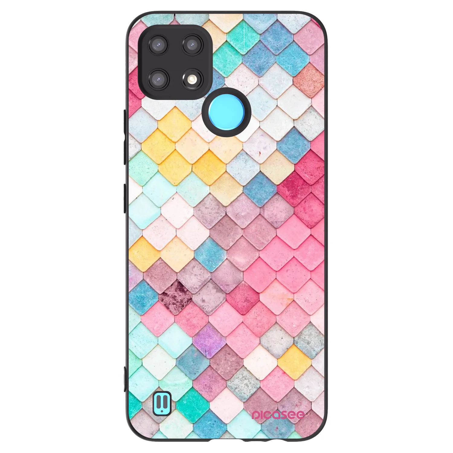 Picasee fekete szilikon tok az alábbi mobiltelefonokra Realme C21 - Colorful roof