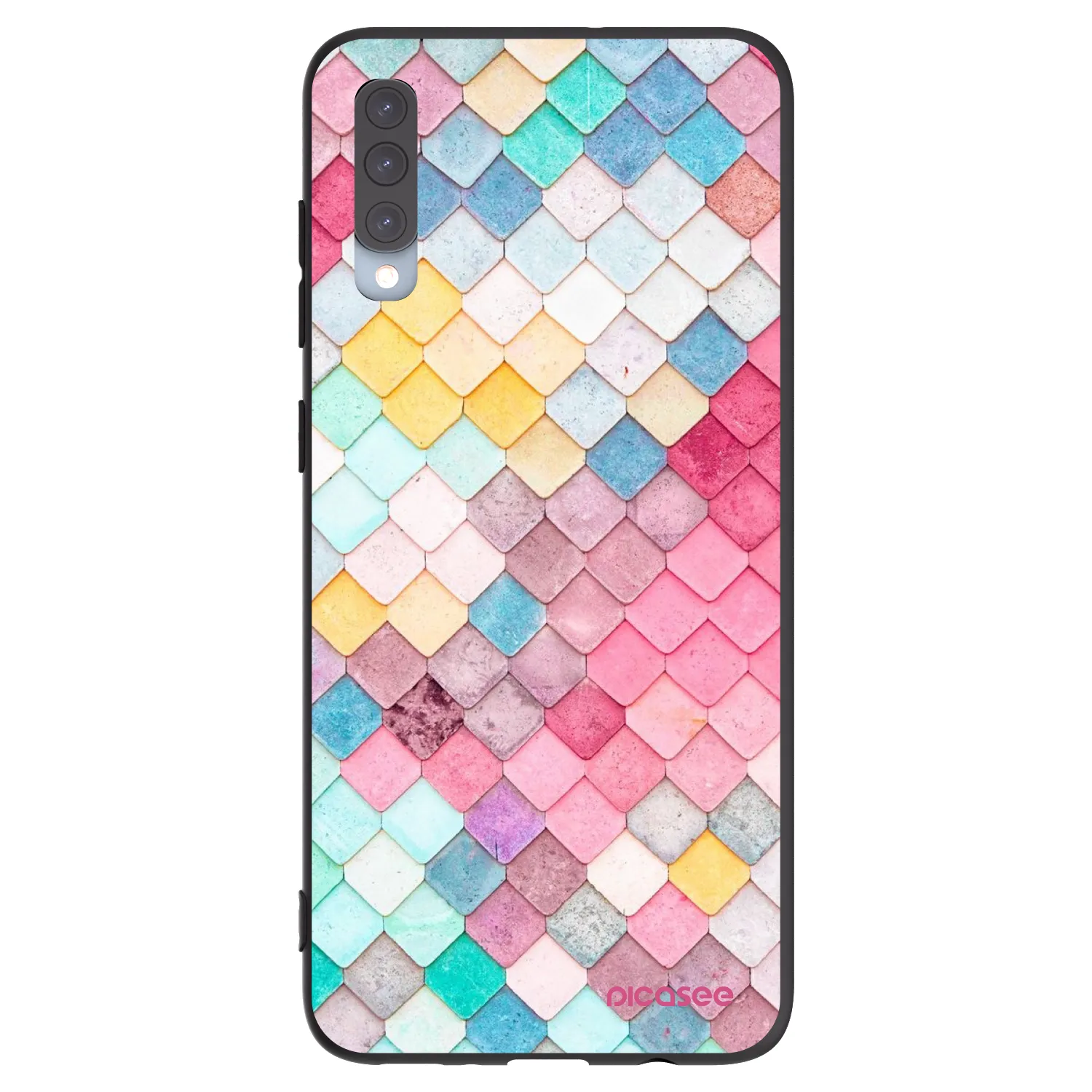 Picasee fekete szilikon tok az alábbi mobiltelefonokra Samsung Galaxy A70 A705F - Colorful roof