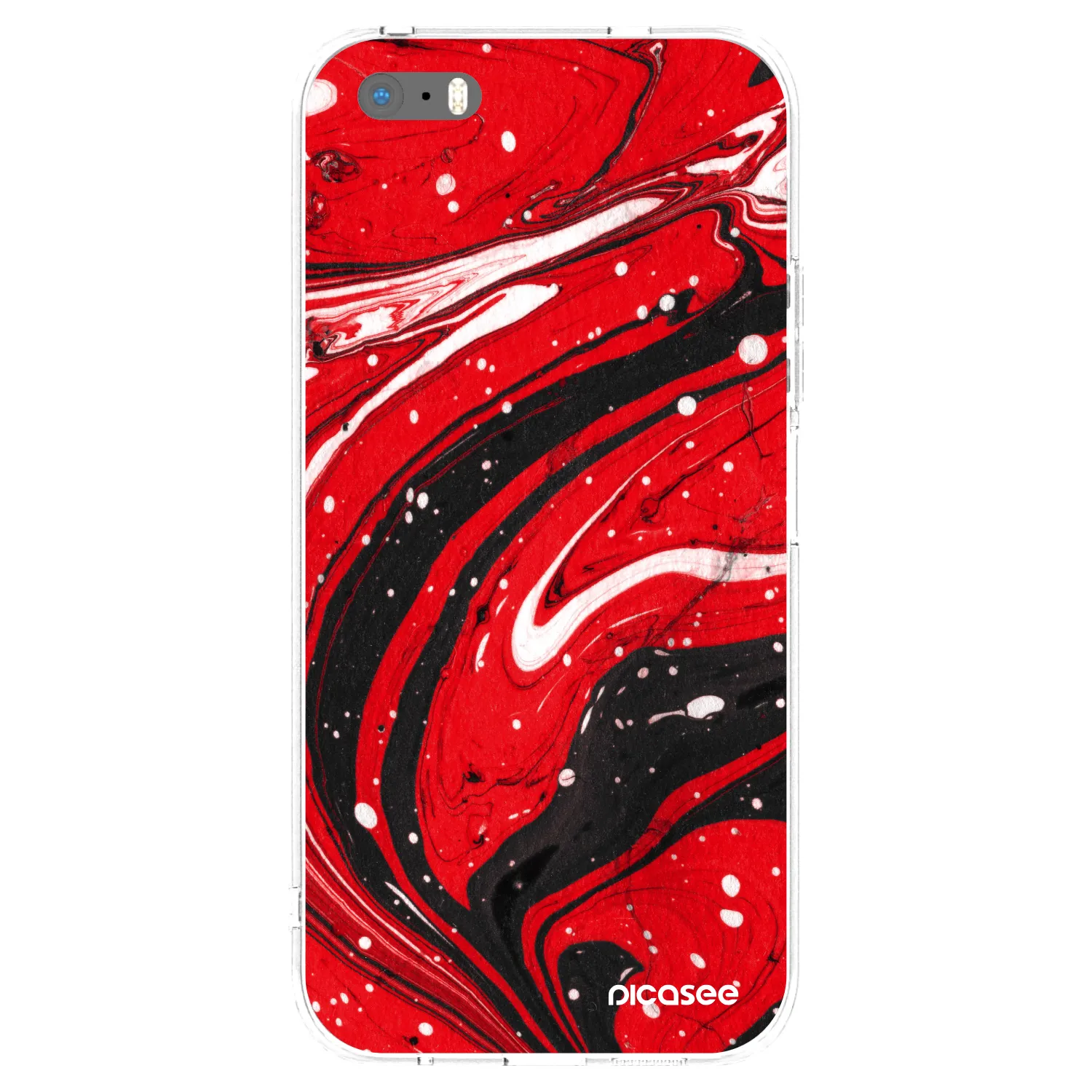 Picasee átlátszó szilikon tok az alábbi mobiltelefonokra Apple iPhone 5/5S/SE - Red black