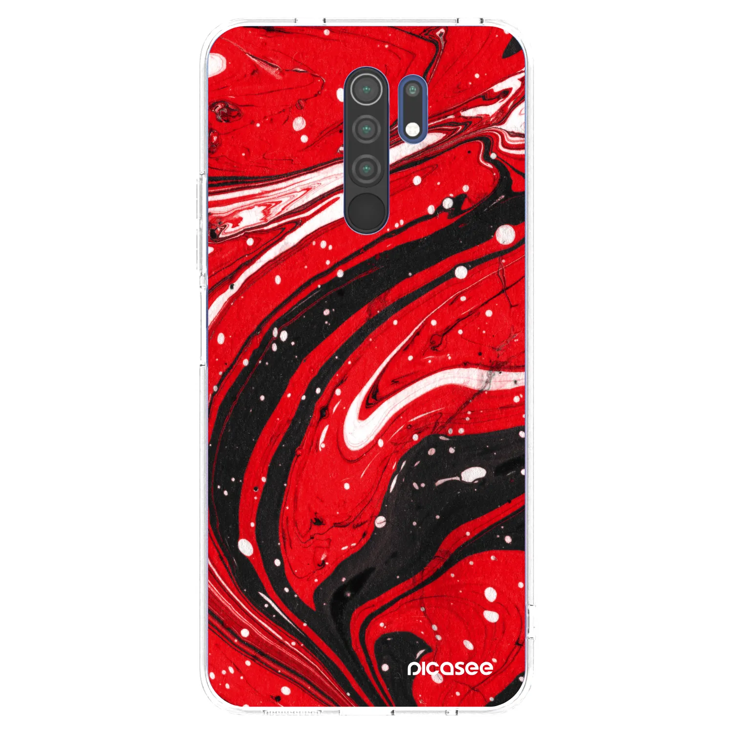 Picasee átlátszó szilikon tok az alábbi mobiltelefonokra Xiaomi Redmi 9 - Red black
