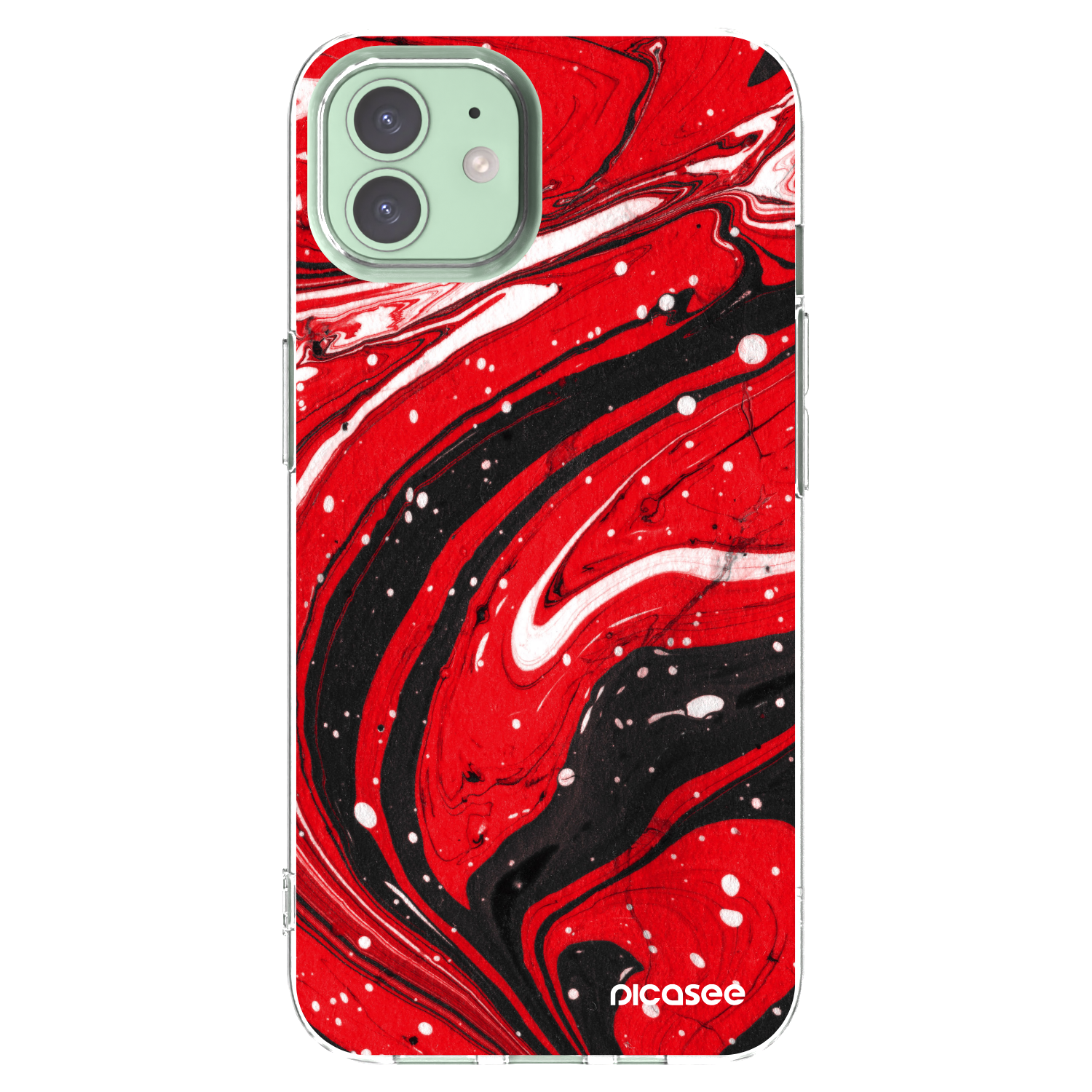 Picasee átlátszó szilikon tok az alábbi mobiltelefonokra Apple iPhone 12 Pro - Red black