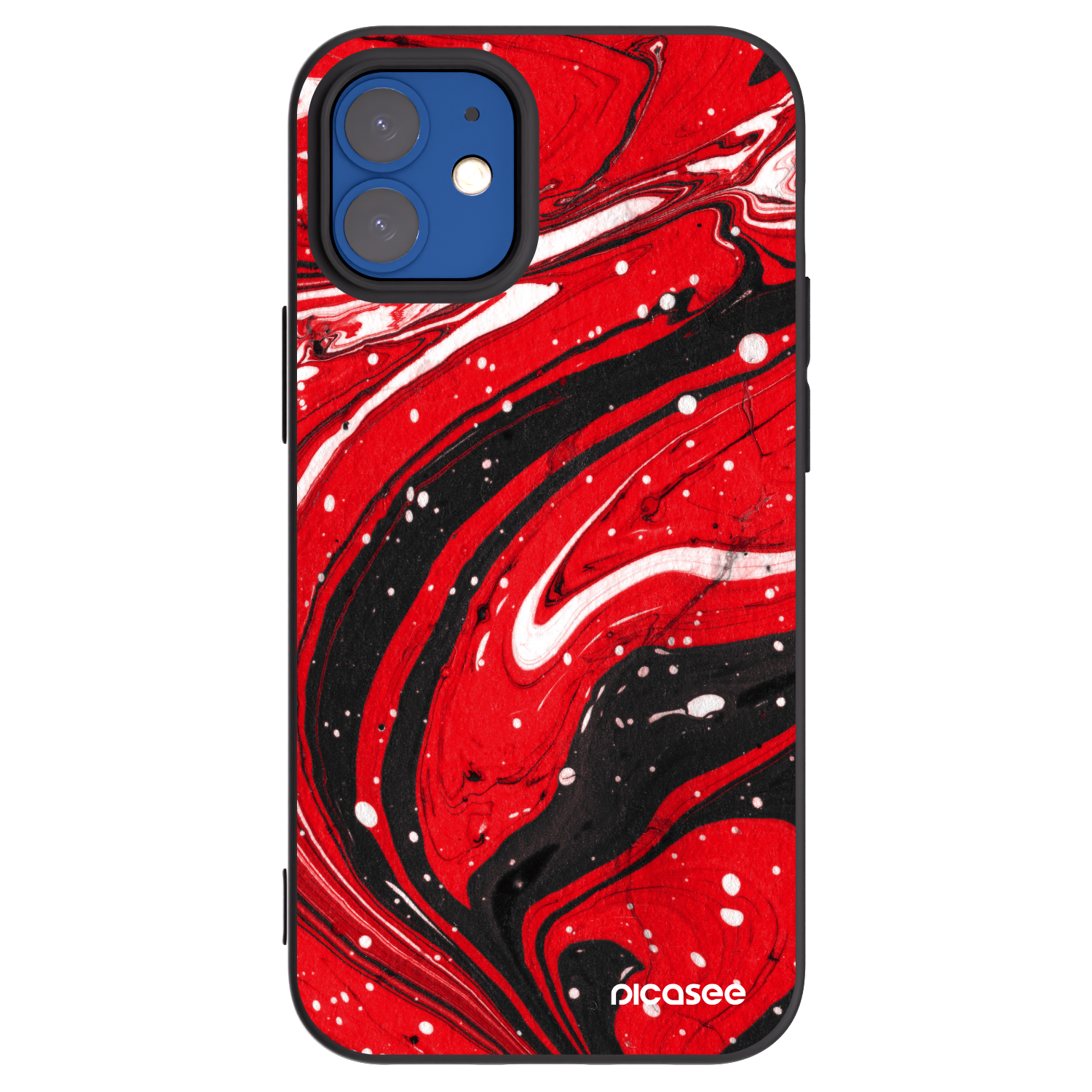Picasee fekete szilikon tok az alábbi mobiltelefonokra Apple iPhone 12 mini - Red black