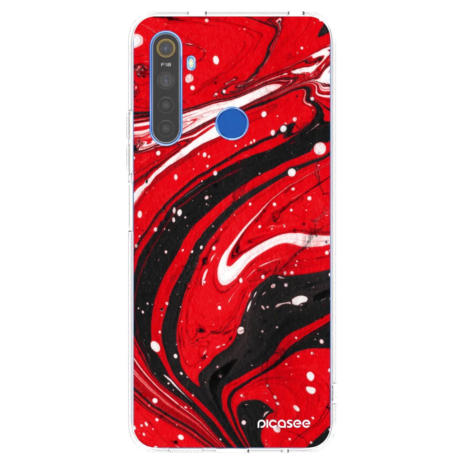 Picasee átlátszó szilikon tok az alábbi mobiltelefonokra Realme 5 - Red black