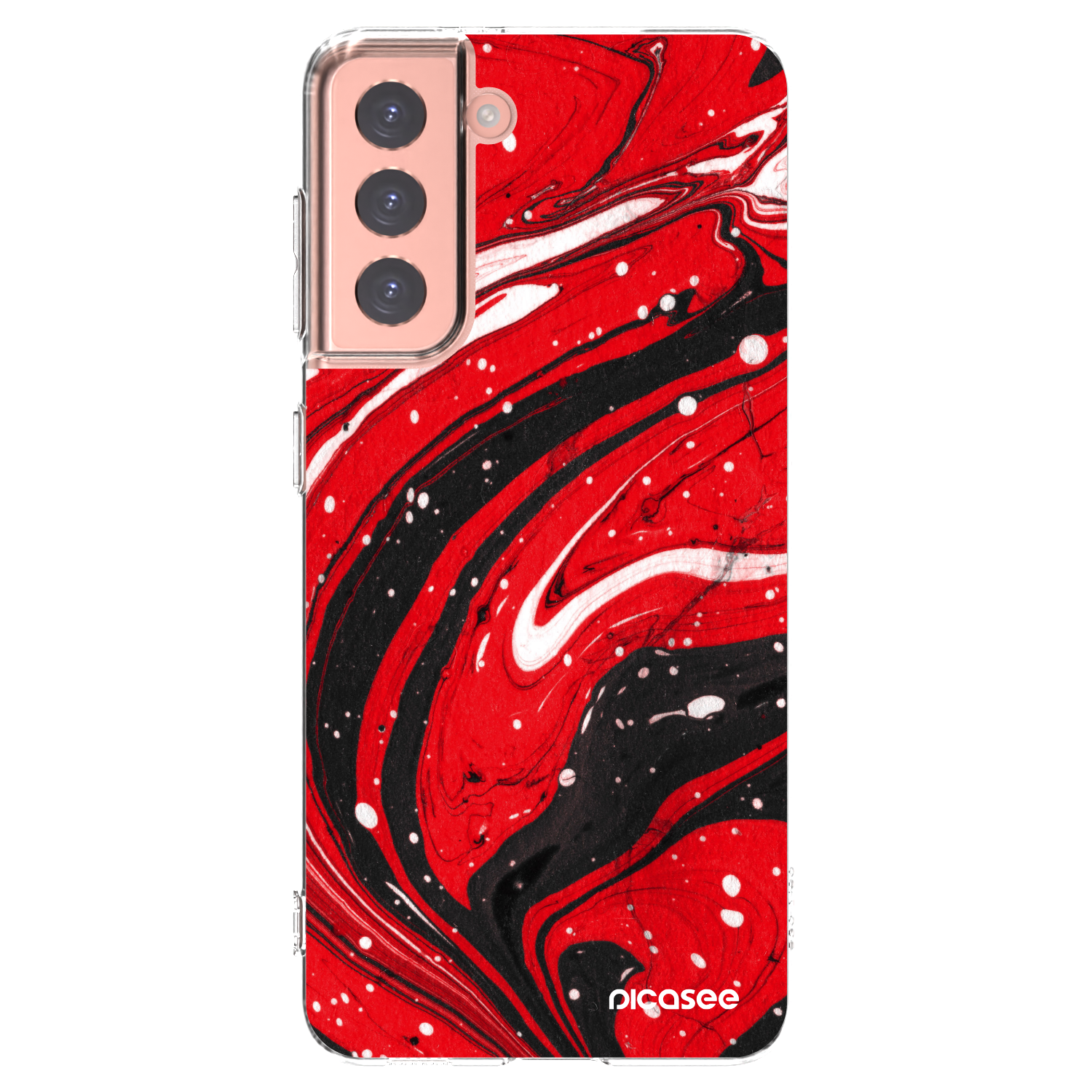 Picasee átlátszó szilikon tok az alábbi mobiltelefonokra Samsung Galaxy S21 5G G991B - Red black