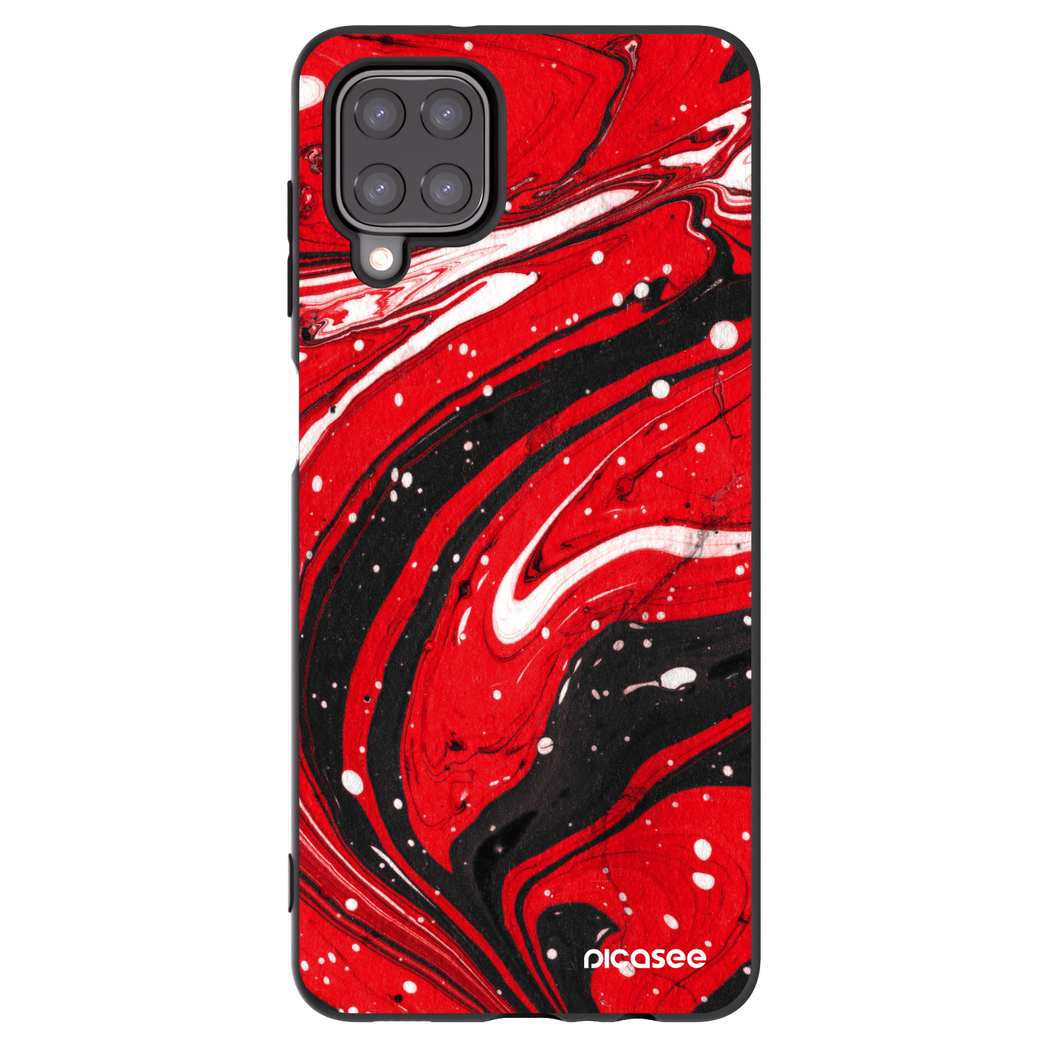 Picasee fekete szilikon tok az alábbi mobiltelefonokra Samsung Galaxy A12 A125F - Red black