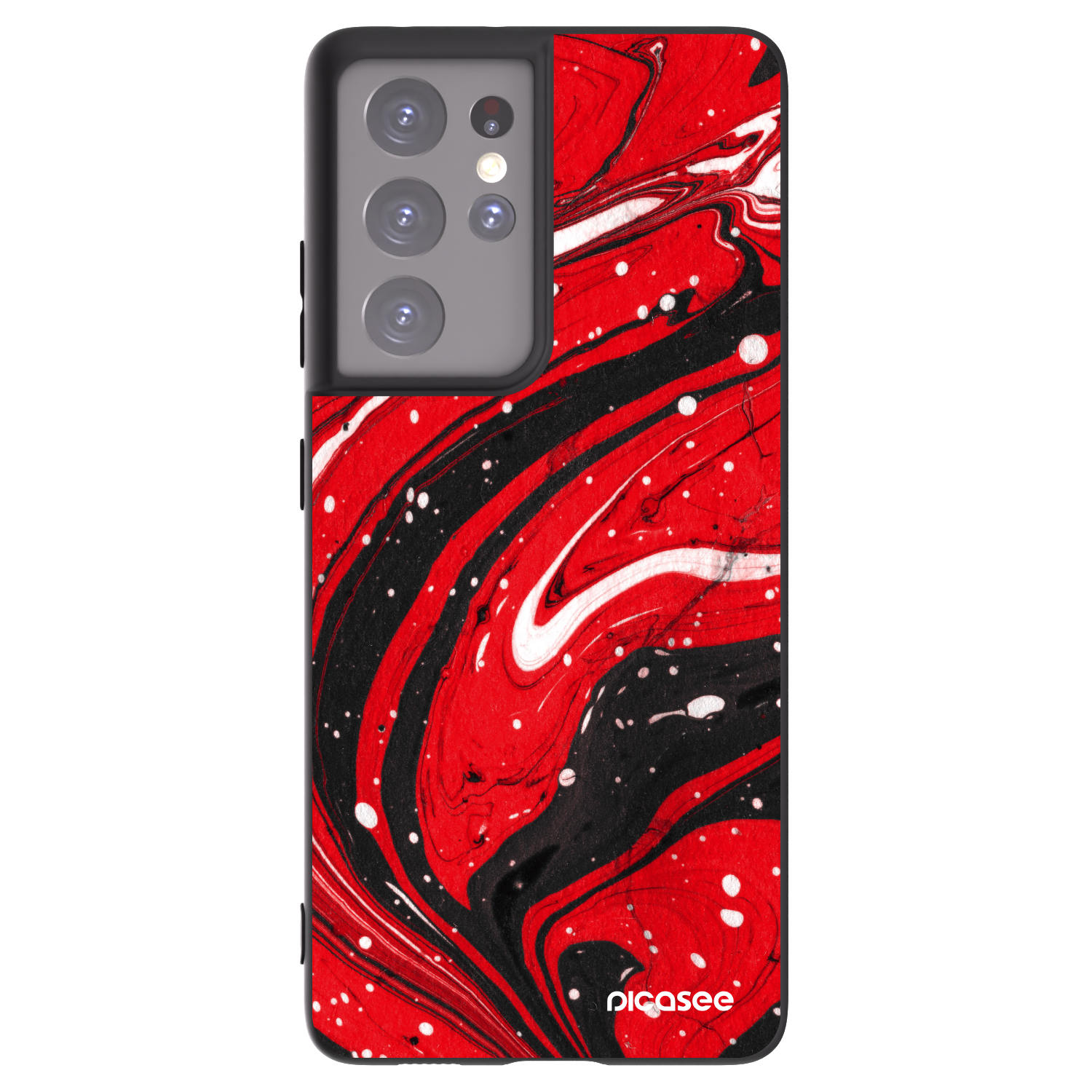 Picasee fekete szilikon tok az alábbi mobiltelefonokra Samsung Galaxy S21 Ultra 5G G998B - Red black