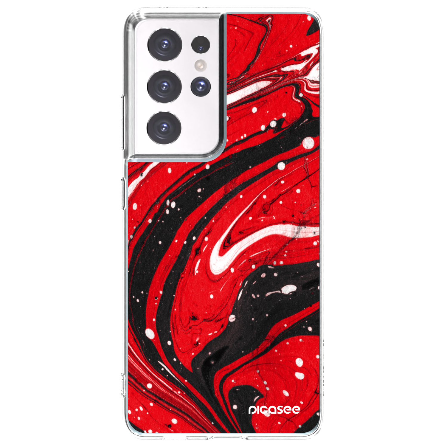 Picasee átlátszó szilikon tok az alábbi mobiltelefonokra Samsung Galaxy S21 Ultra 5G G998B - Red black