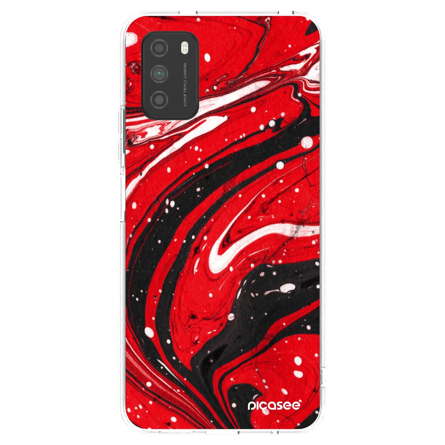 Picasee átlátszó szilikon tok az alábbi mobiltelefonokra Xiaomi Poco M3 - Red black
