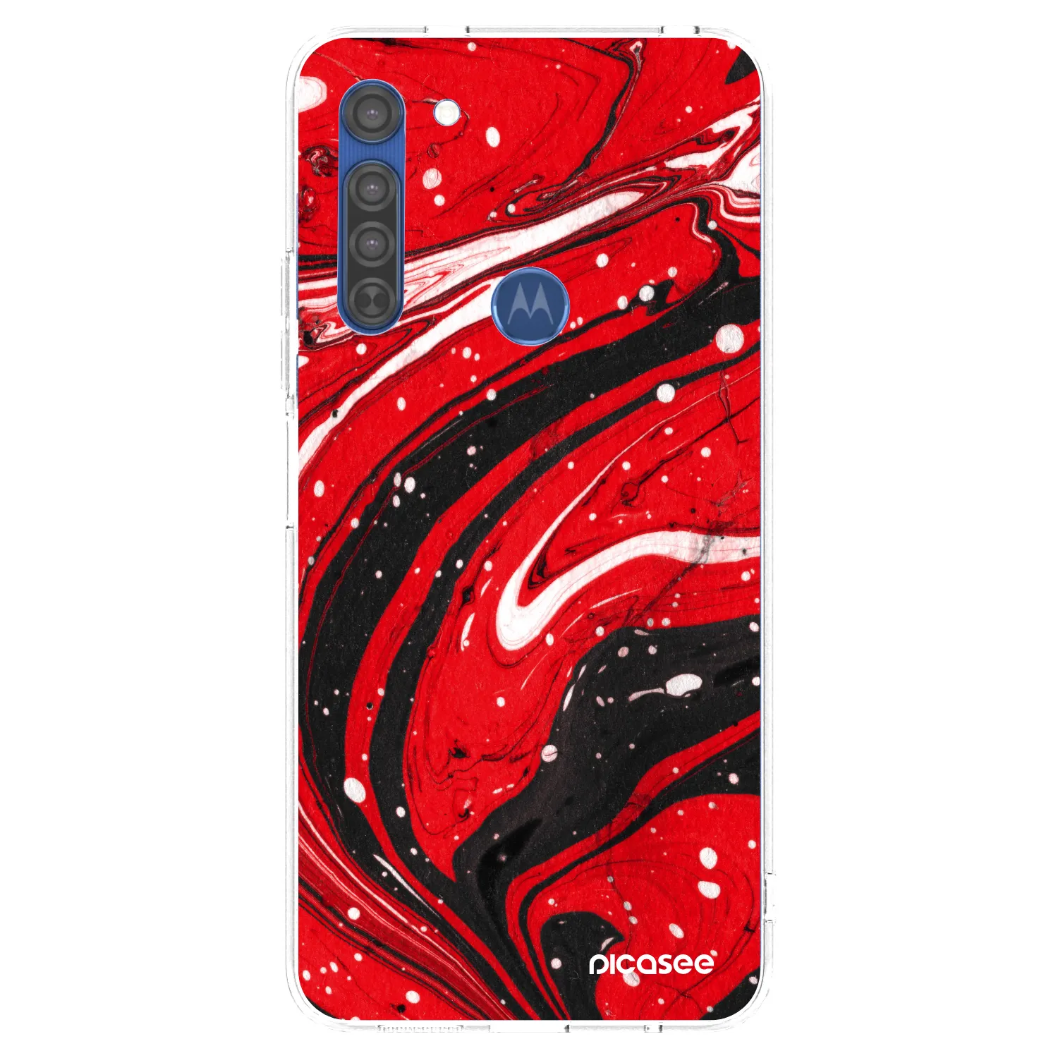 Picasee átlátszó szilikon tok az alábbi mobiltelefonokra Motorola Moto G8 - Red black