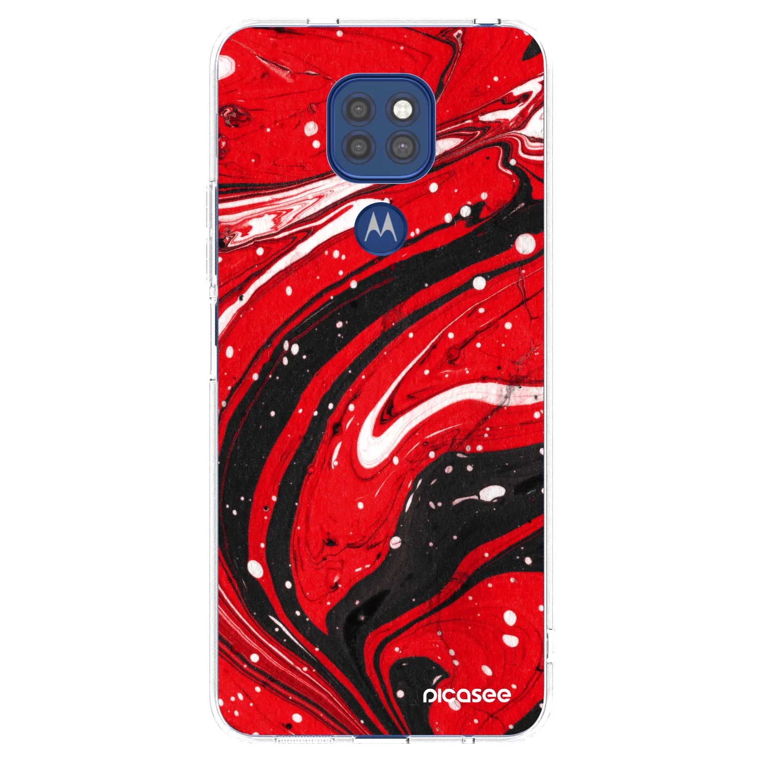 Picasee átlátszó szilikon tok az alábbi mobiltelefonokra Motorola Moto G9 Play - Red black