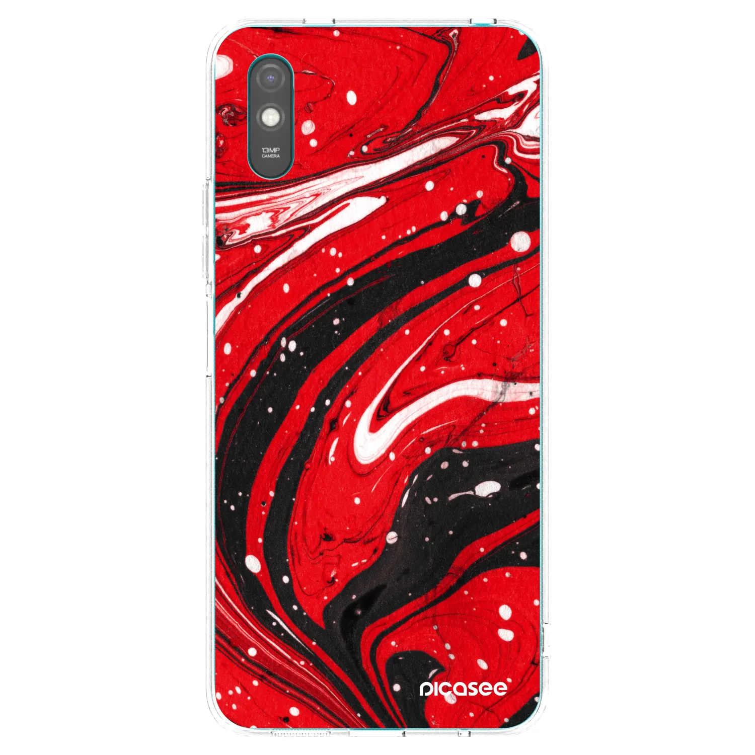 Picasee átlátszó szilikon tok az alábbi mobiltelefonokra Xiaomi Redmi 9AT - Red black