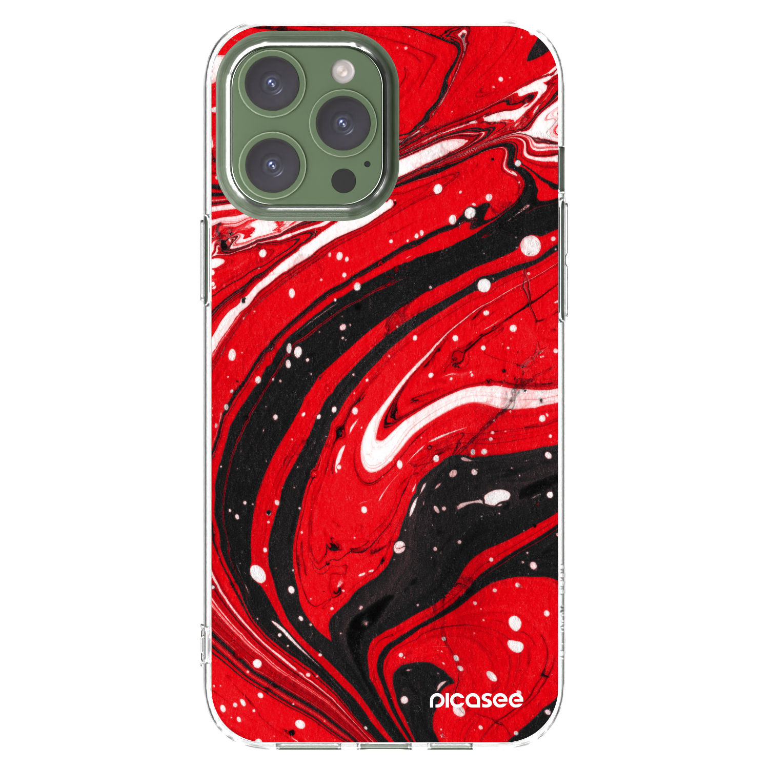 Picasee átlátszó szilikon tok az alábbi mobiltelefonokra Apple iPhone 13 Pro Max - Red black