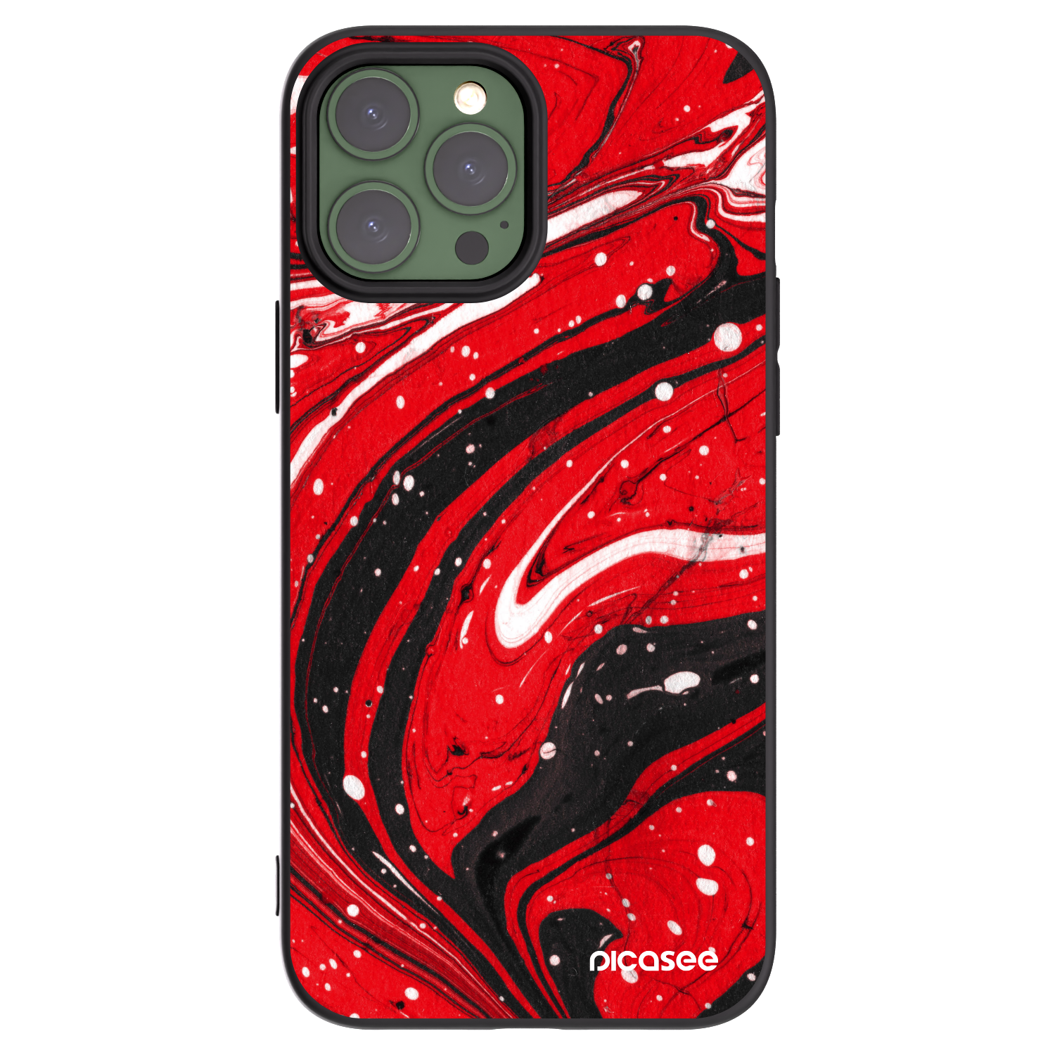 Picasee fekete szilikon tok az alábbi mobiltelefonokra Apple iPhone 13 Pro Max - Red black
