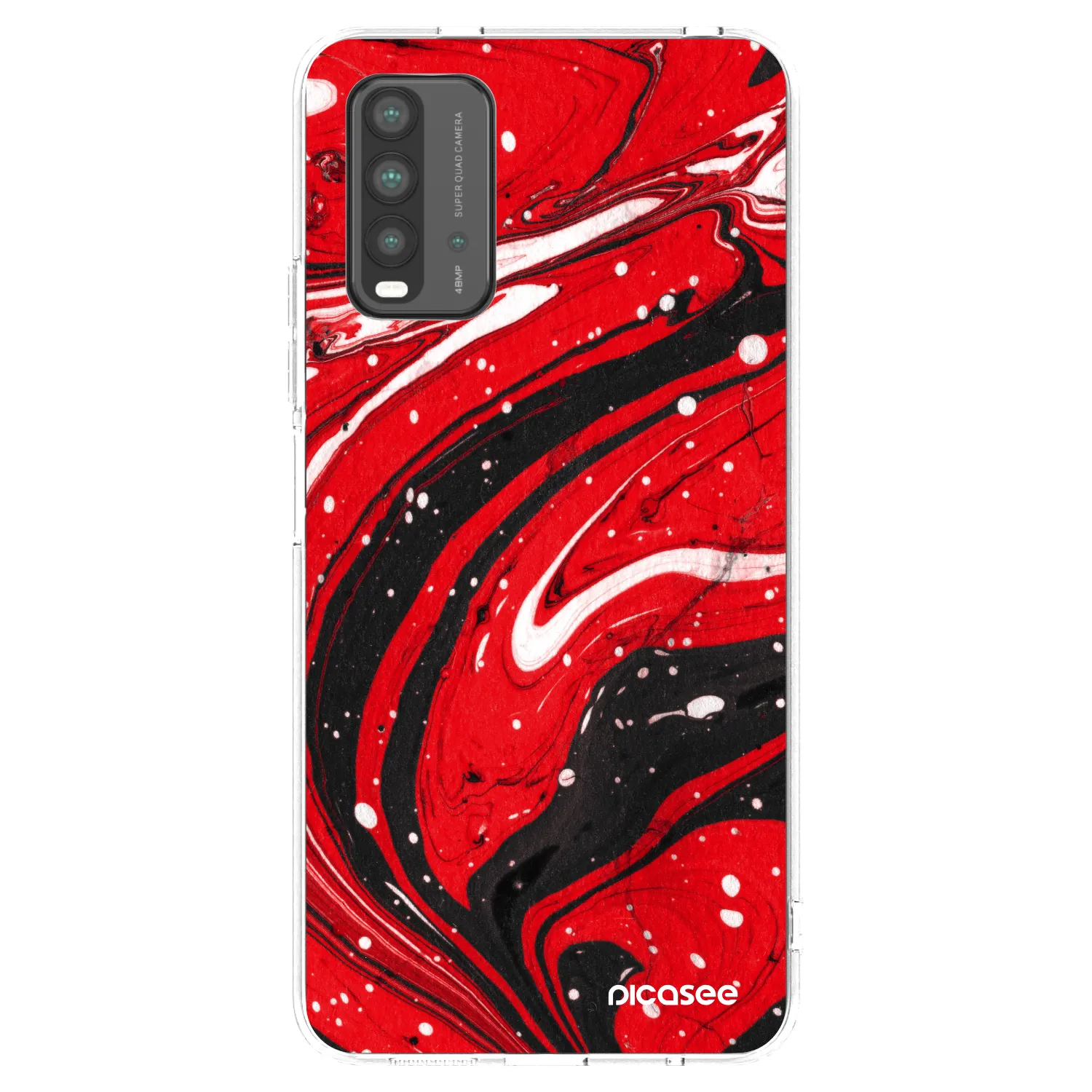 Picasee átlátszó szilikon tok az alábbi mobiltelefonokra Xiaomi Redmi 9T - Red black