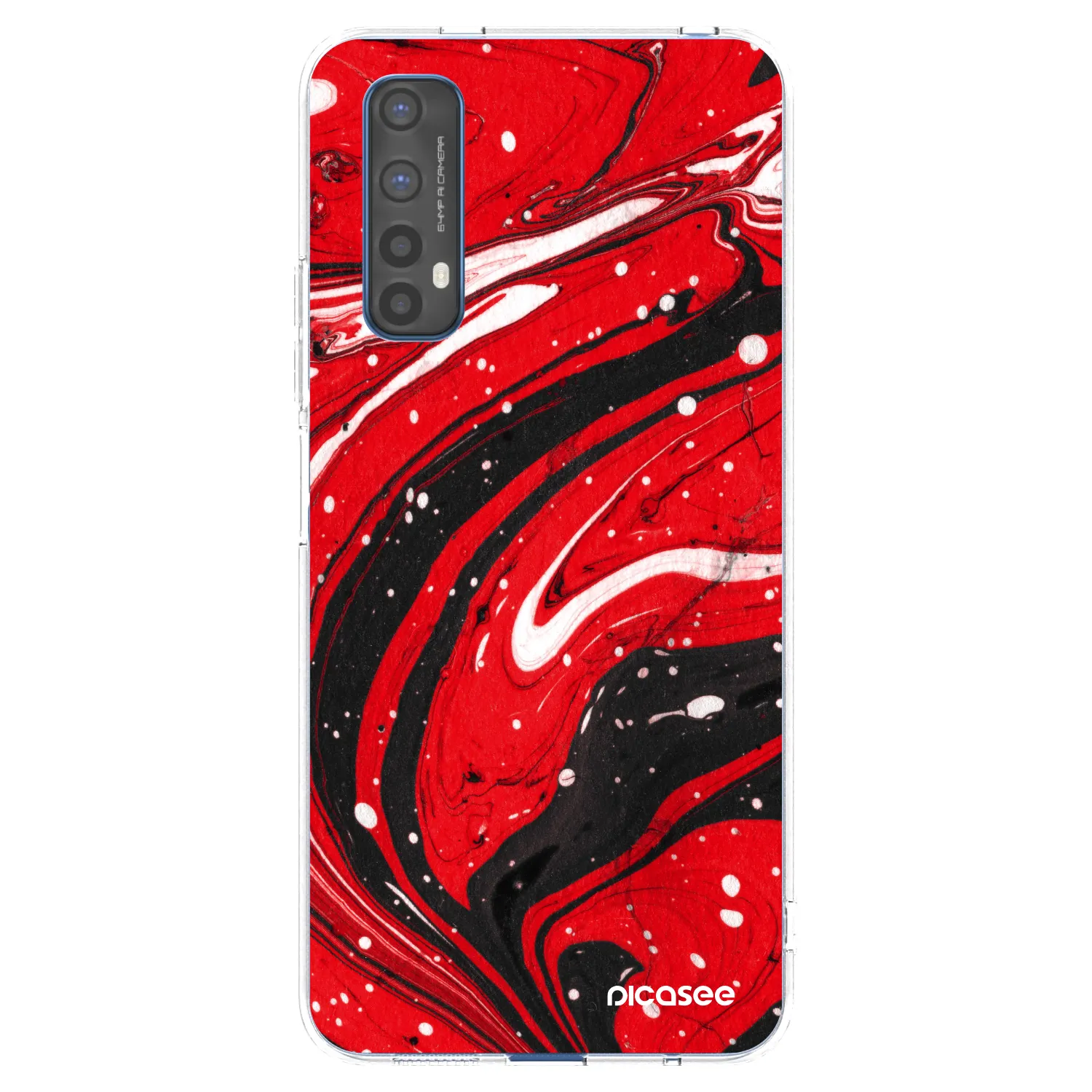 Picasee átlátszó szilikon tok az alábbi mobiltelefonokra Realme 7 - Red black