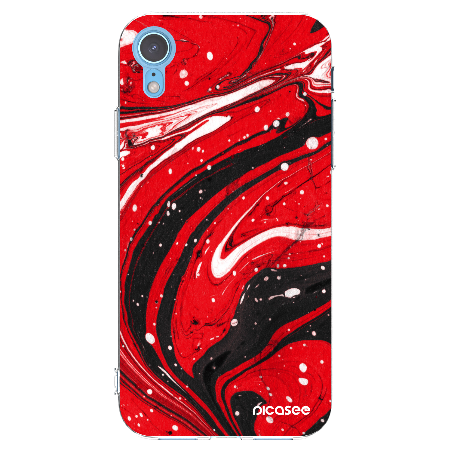 Picasee átlátszó szilikon tok az alábbi mobiltelefonokra Apple iPhone XR - Red black